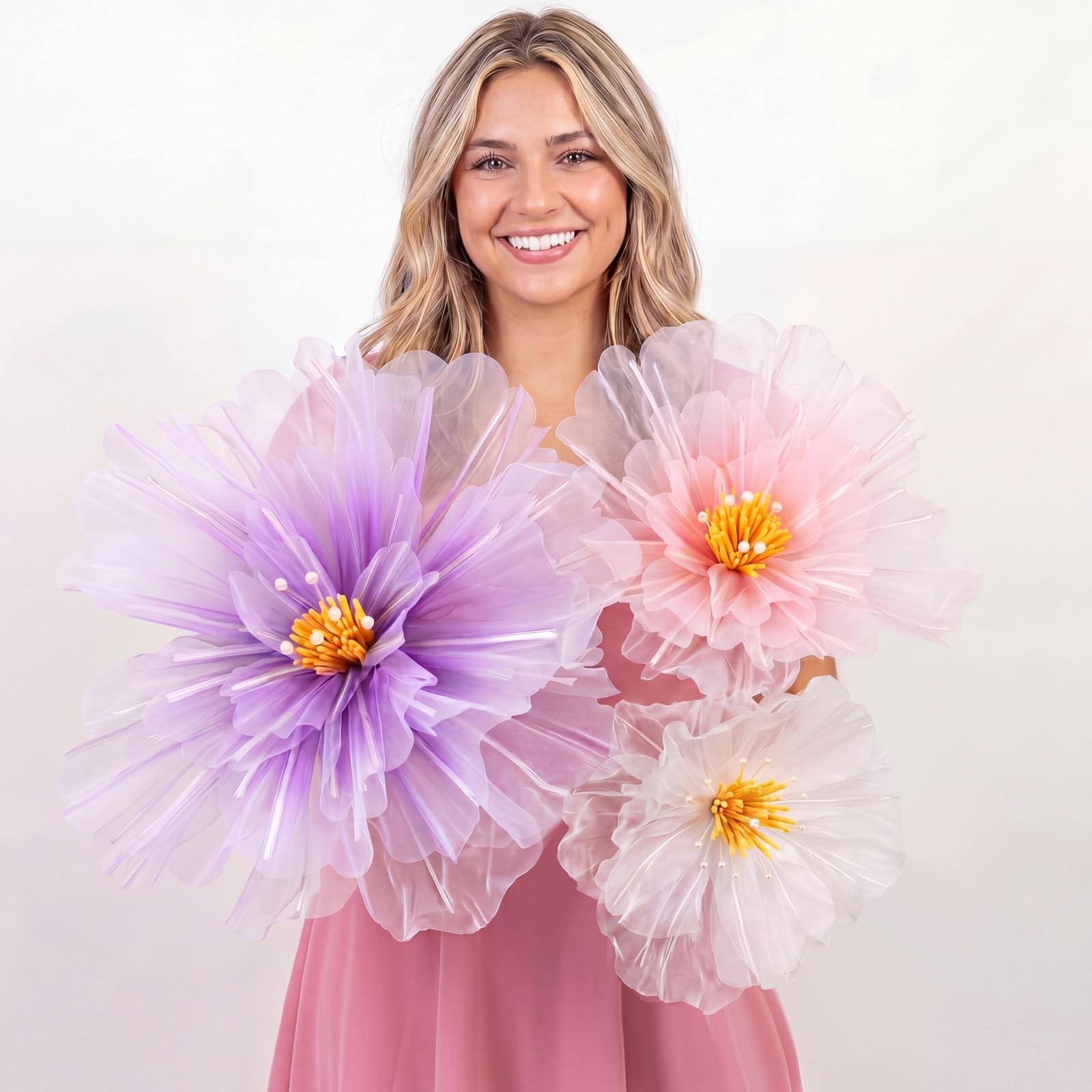 3 Pcs Wedding Giant Flowers Decoration 12, 16, 20 Inch 3D Large Flowers Artif…