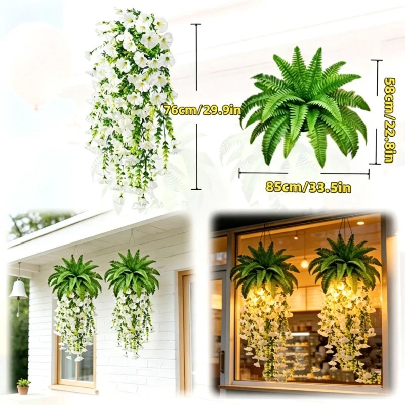 Artificial Hanging Fern Vine Faux Ivy Greenery Indoor Outdoor Garden Decor