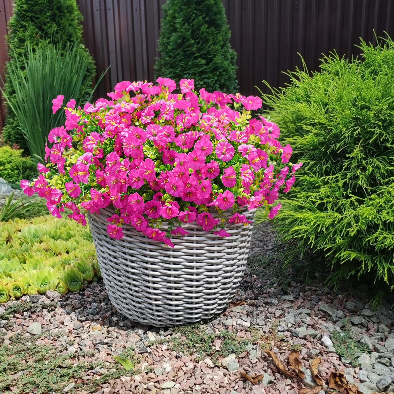 Artificial Flowers Fake Plants for Outdoors Decoration, 12 Bundles Silk Morni…