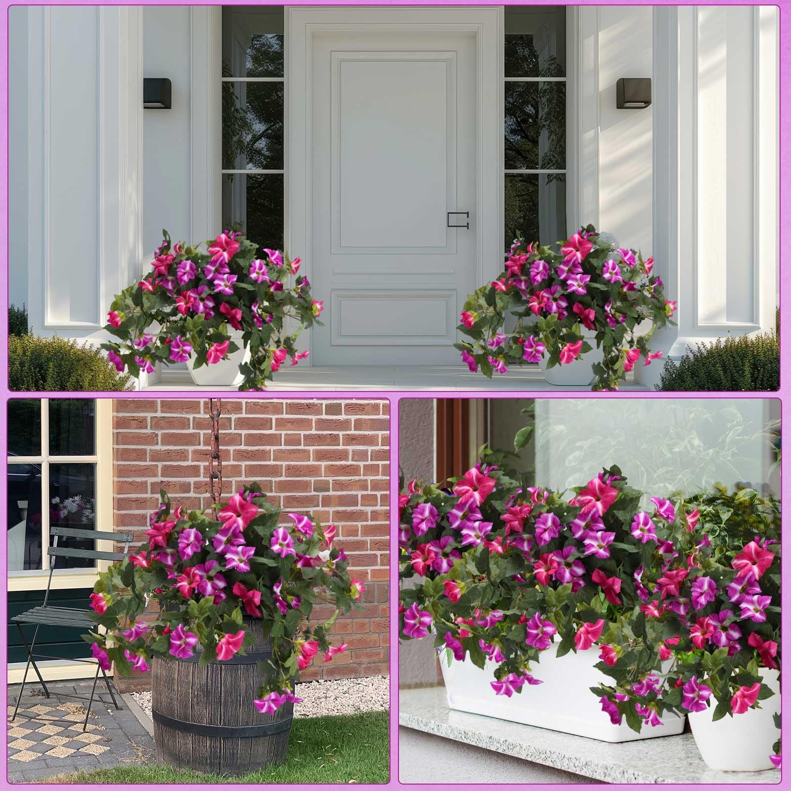 4 Pack Rose Red Artificial Morning Glory Artificial Fake Flowers Plants Rose …