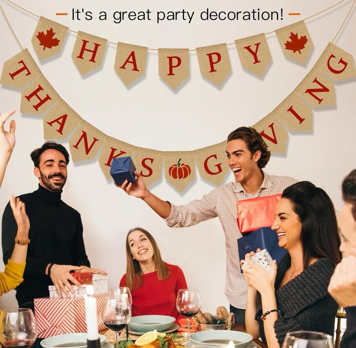 Happy Thanksgiving Banners, Burlap Thanksgiving Party Decorations, Happy Fall