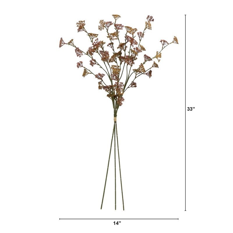 33″ Artificial Indoor Dried Rice Stems Fall Bundle Set of 3 Rustic Decor
