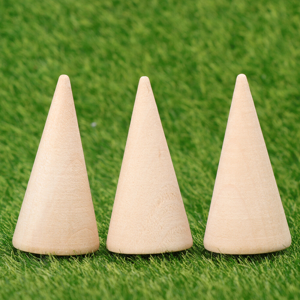 10PC DIY Cones Unpainted Wooden Geometry Ornamnet Adornment Making Accessories