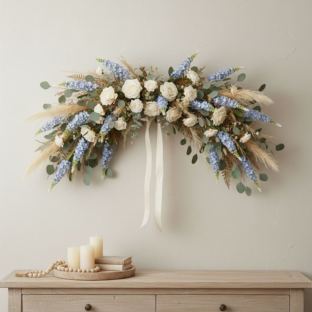 Light Blue Snapdragon Stems Set of 2 Artificial Larkspur Spike Flowers 26 Inch F