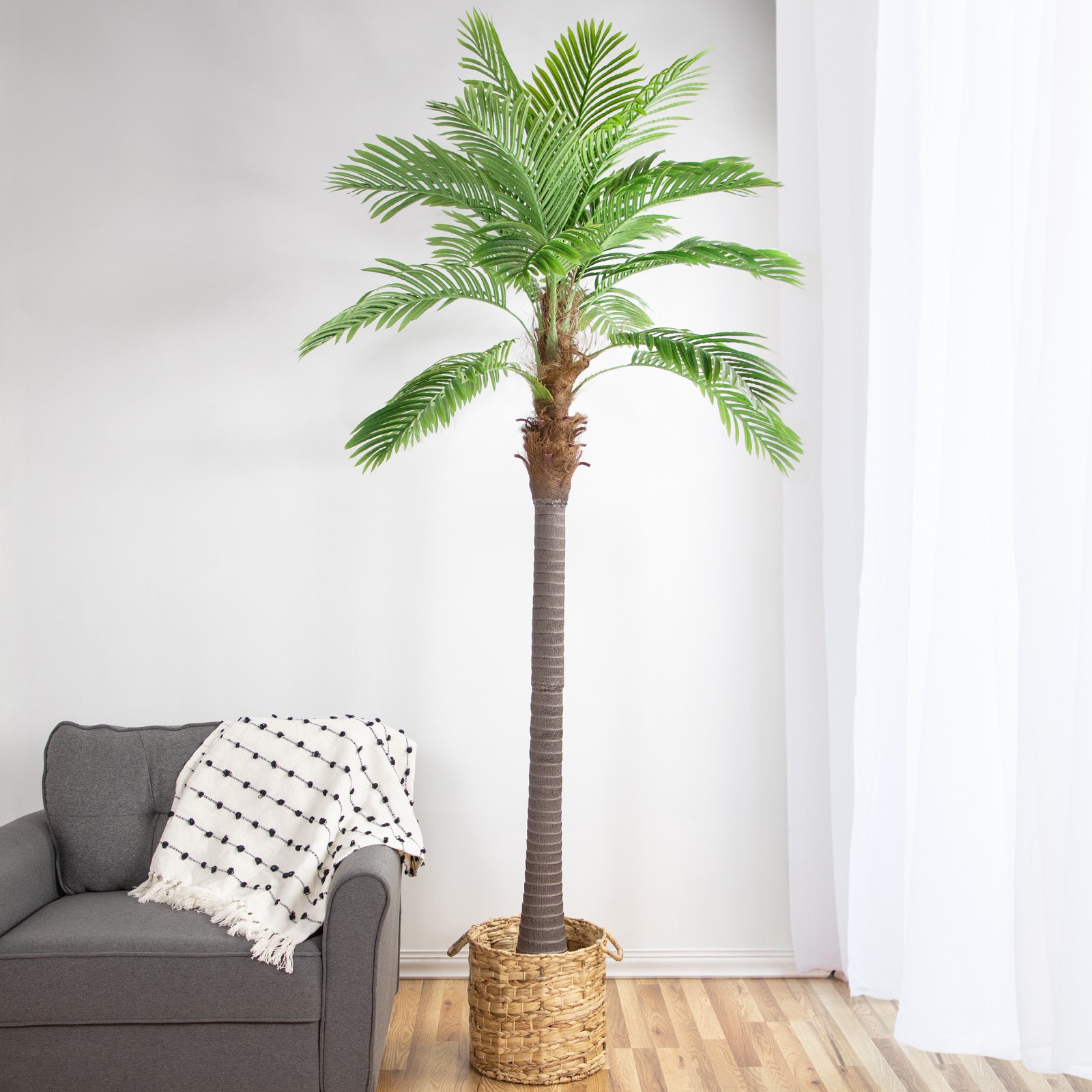 Northlight 8′ Potted Artificial Brown and Green Phoenix Palm Tree
