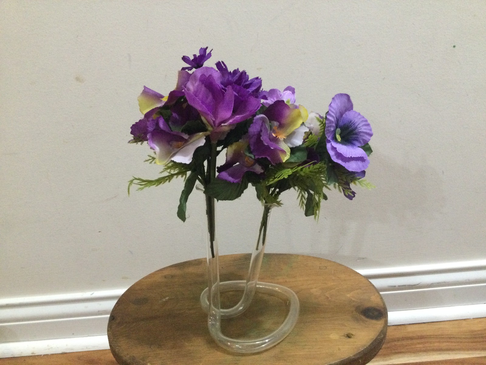 art. pansy arrangemen Double Tube Bud Clear Art HandBlown Glass Propagation Vase