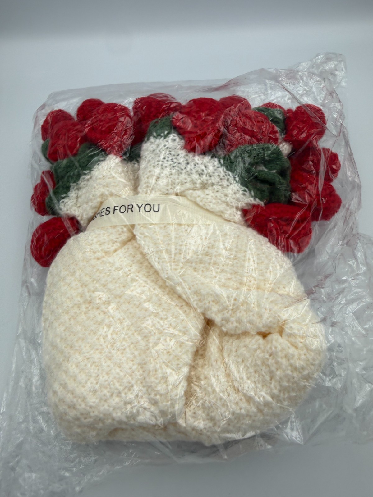 Handmade Style Crochet Rose Flower Bouquet – Forever Knit Gift Pink Roses Decor