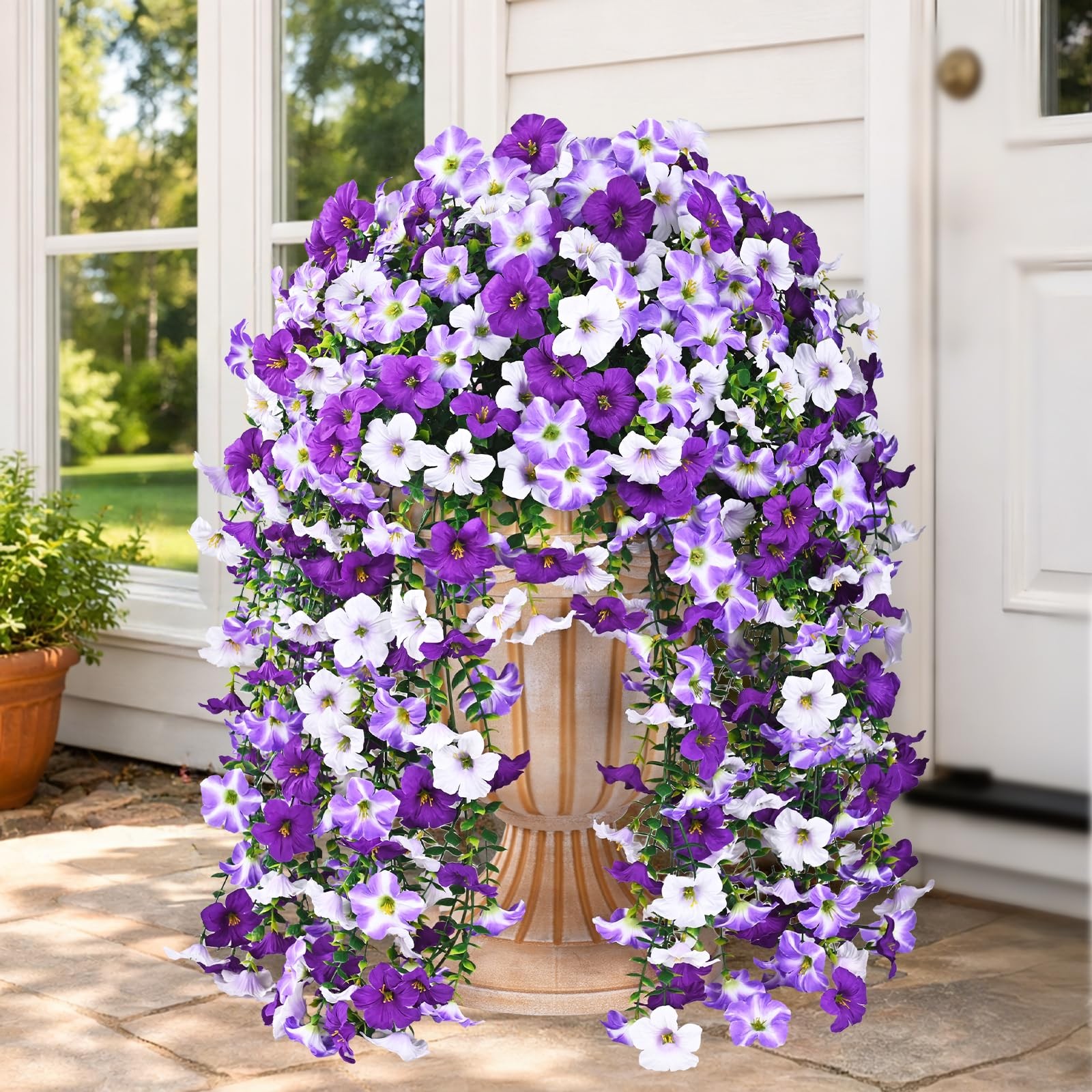 Realistic Artificial Flowers for Outdoors, 2 PCS Full UV Resistant Artificial…