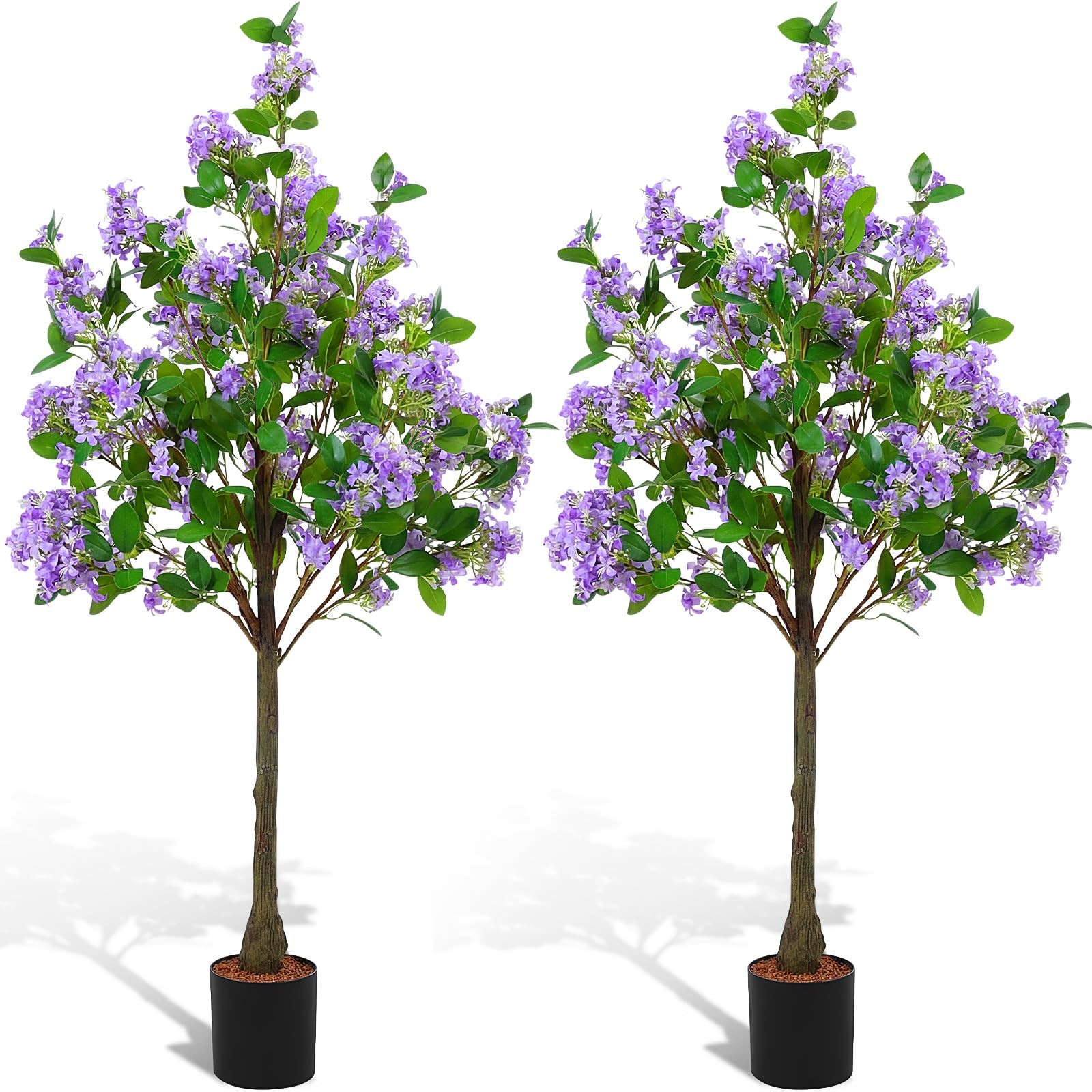 2 Pack 4ft Artificial Purple Lilac Flower Tree Realistic Blooming Flower Plan…