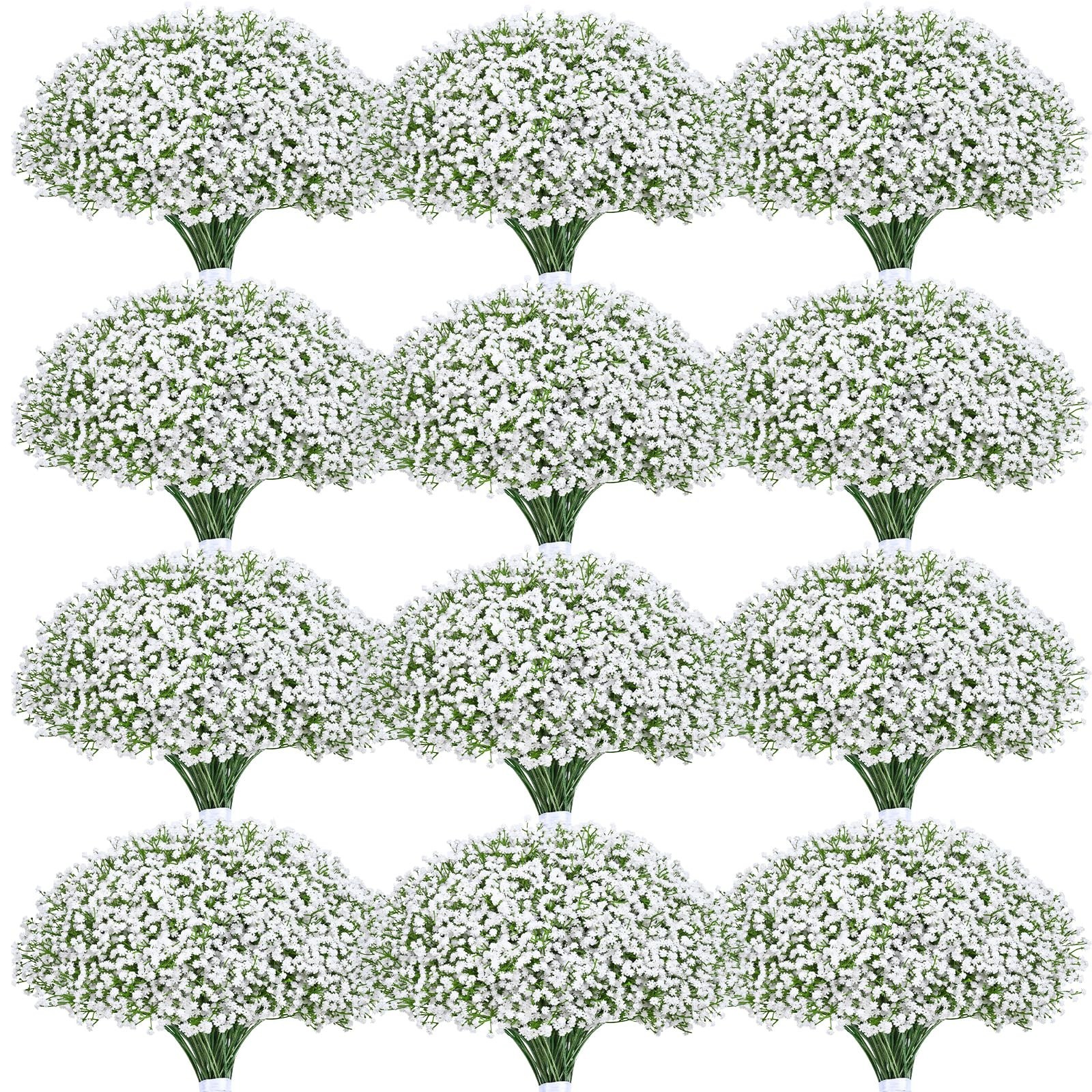 Yastouay 90 Pcs Babys Breath Artificial Flowers, 21” White Babys Breath Babys