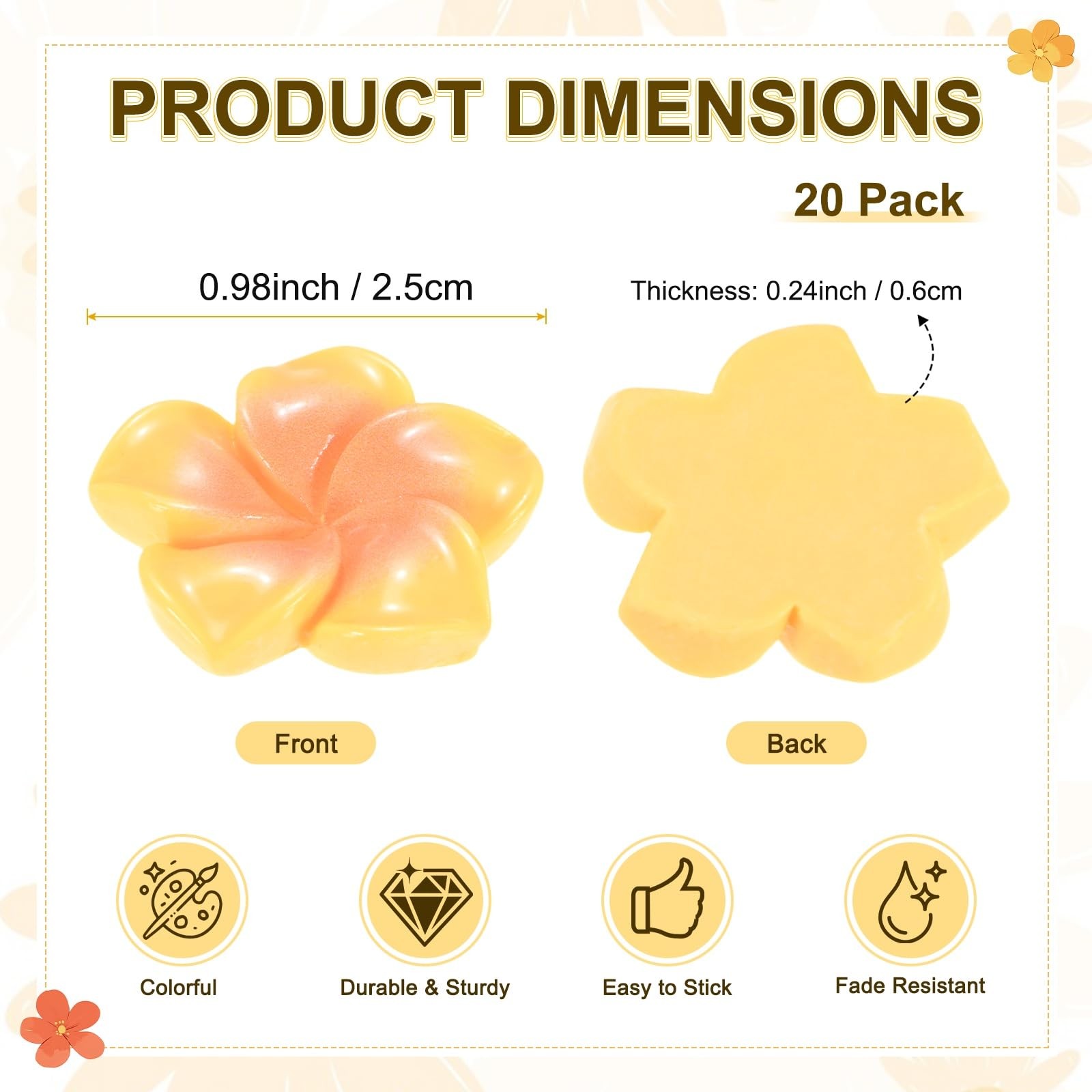 20-Pack Resin Flowers, 0.98inch/2.5cm Artificial Plumeria Flowers Flatback Mi…