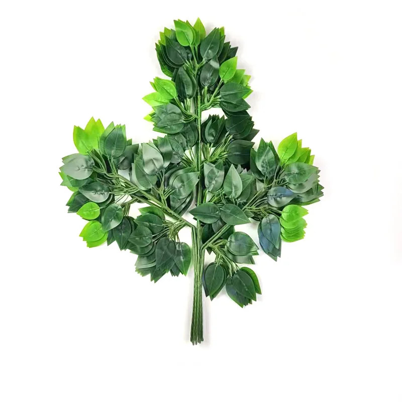 12pc Faux Ficus Foliage Branches Silk Greenery Bush for Outdoor Garden Decor