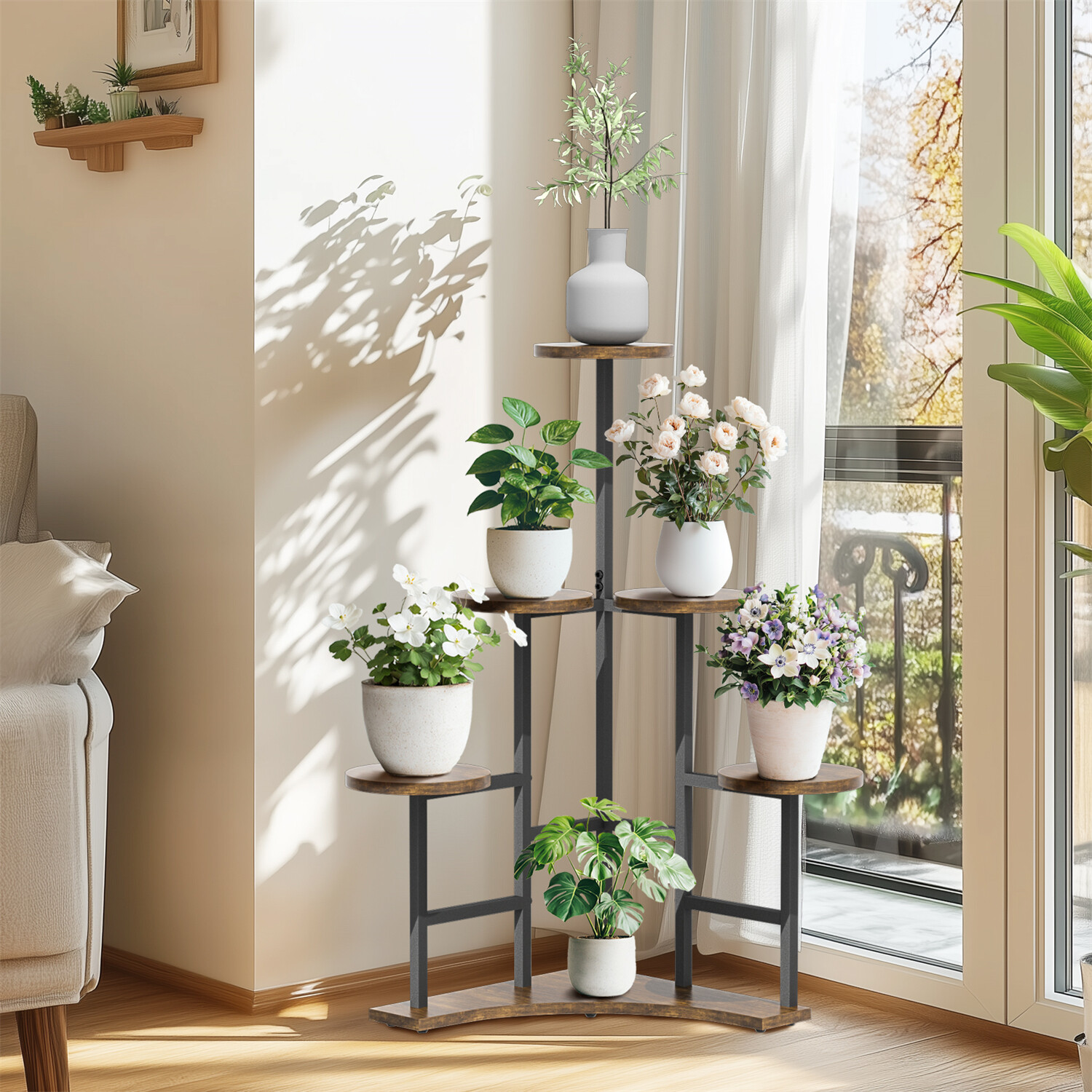 Industrial 5 Tier Tall Plant Stand Multiple Potted Flower Display Rack Holder