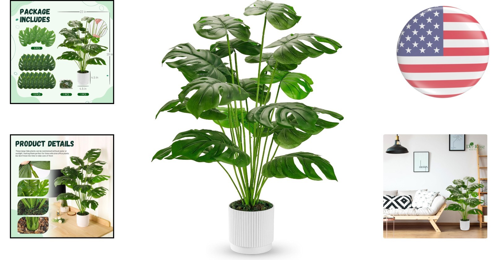 Elegant 28” Artificial Monstera Tree in White Pot – Perfect for Every Space