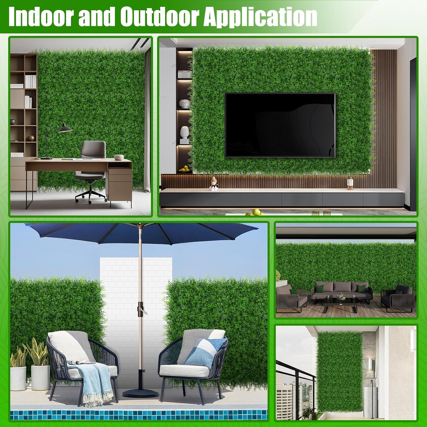 12Pcs 20″x20″ UV-Protected Grass Wall Panels for Indoor/Outdoor Decor