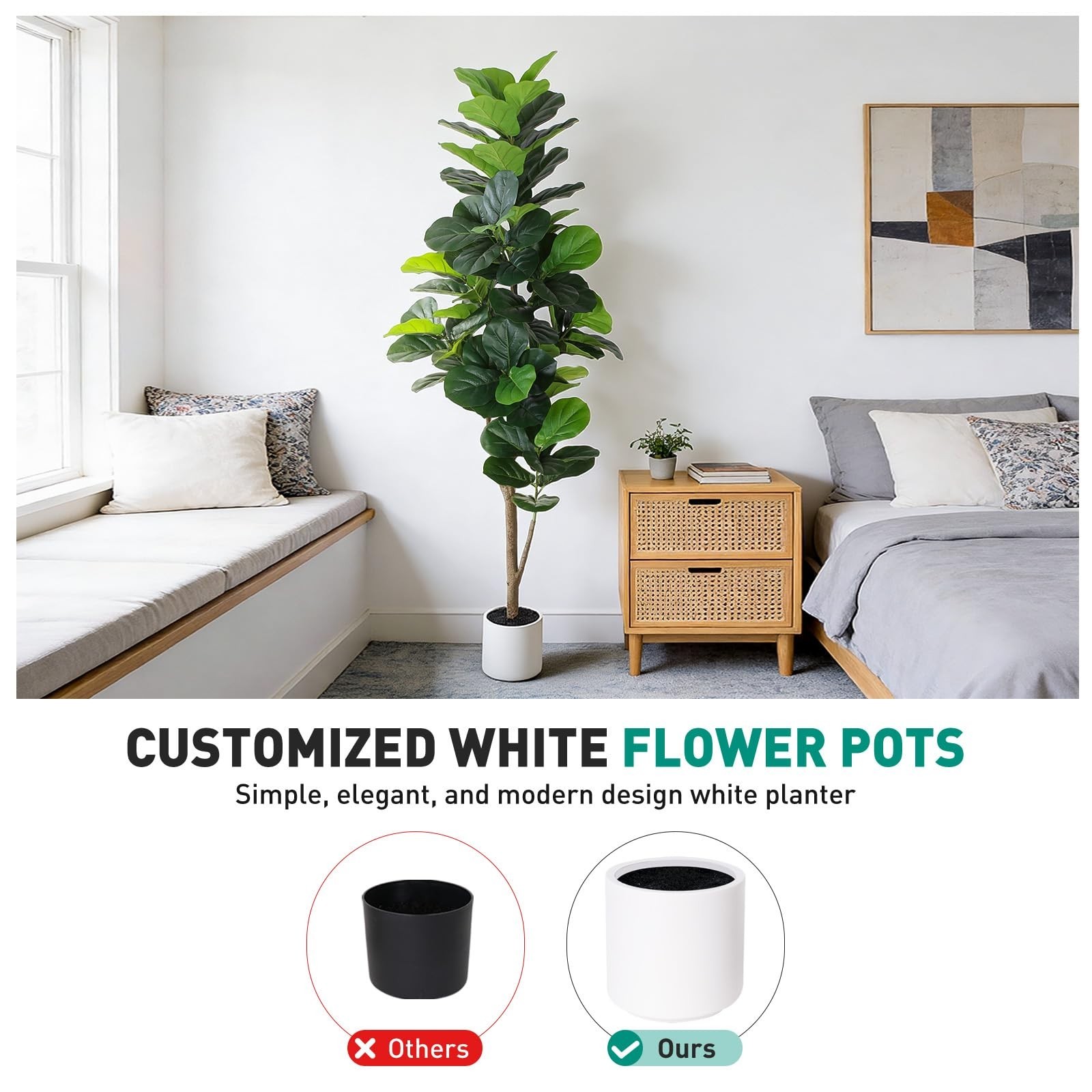 6FT Faux Fiddle Leaf Fig Tree – Realistic Artificial Plant for Home & Office Dec