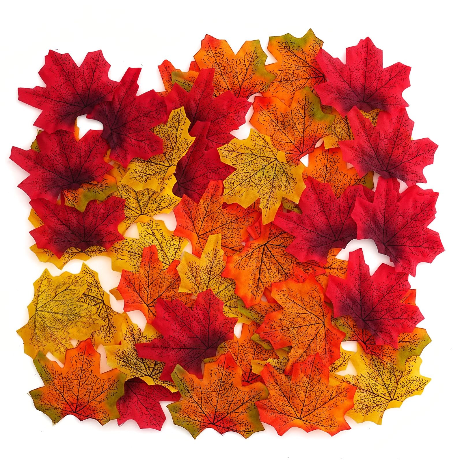 200 Pcs Artificial Maple Leaves for Fall Decor, Mixed 4 Colors