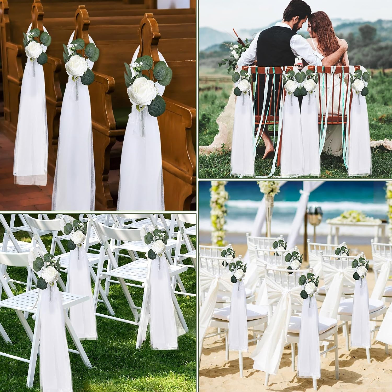 20 Sets Wedding Aisle Decorations, 39.4 Inches Artificial Silk Rose Flowers with