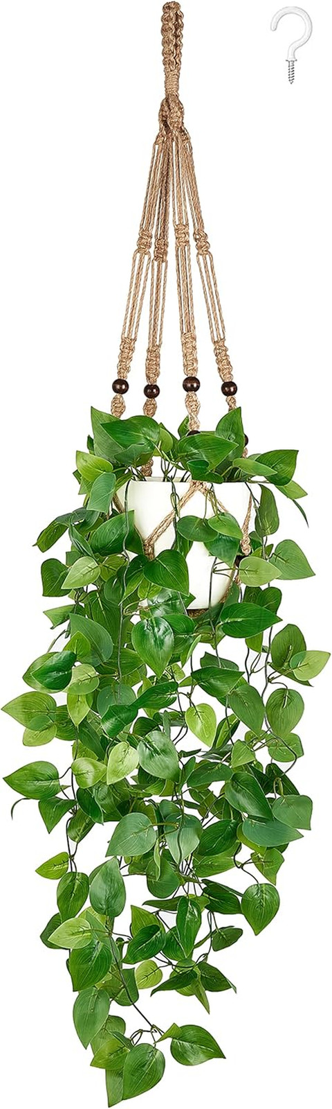 Fake Hanging Plant with Pot, Artificial Plants for Home Spring Decor Indoor Macr
