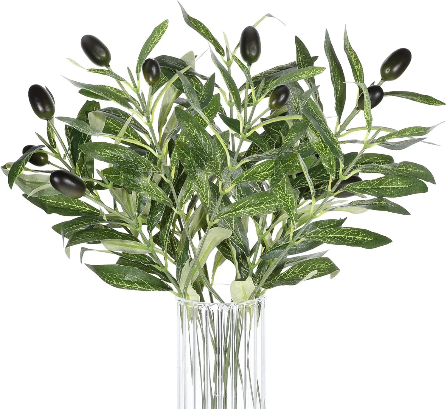 5 Pcs Artificial Plants Olive Tree Branches, 11 Inch Faux Olive Tree 2 Forks Gre