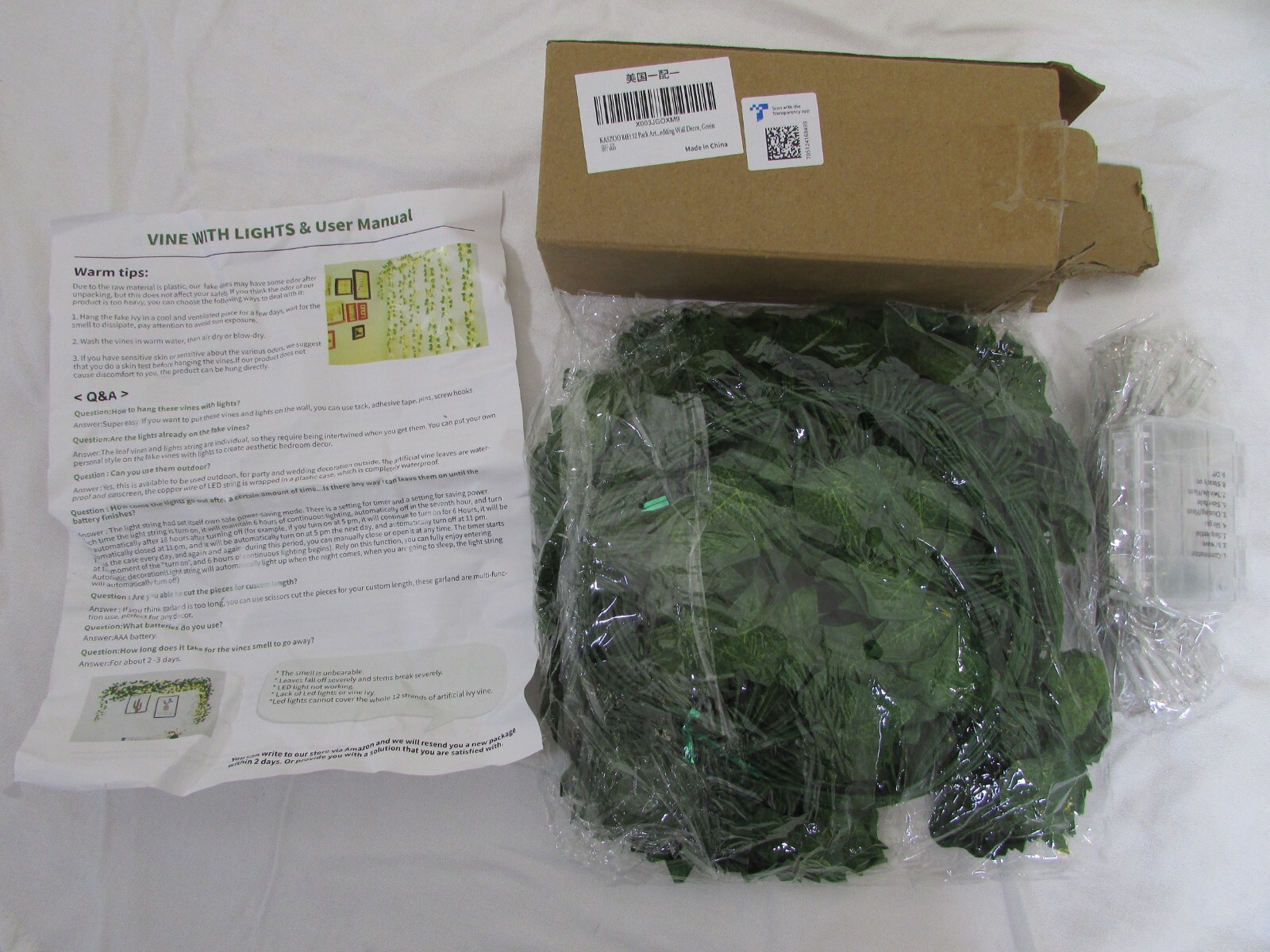 KASZOO 84Ft 12 Pack Artificial Ivy Garland Fake Plants, Vine Hanging Garland