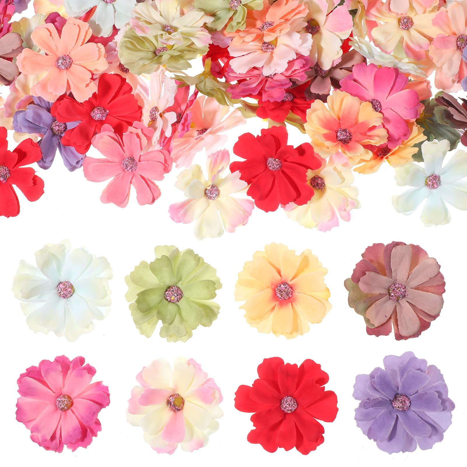 100 Pcs Fake Flower Heads Spring Assorted Small Flower Decorative Artificial …
