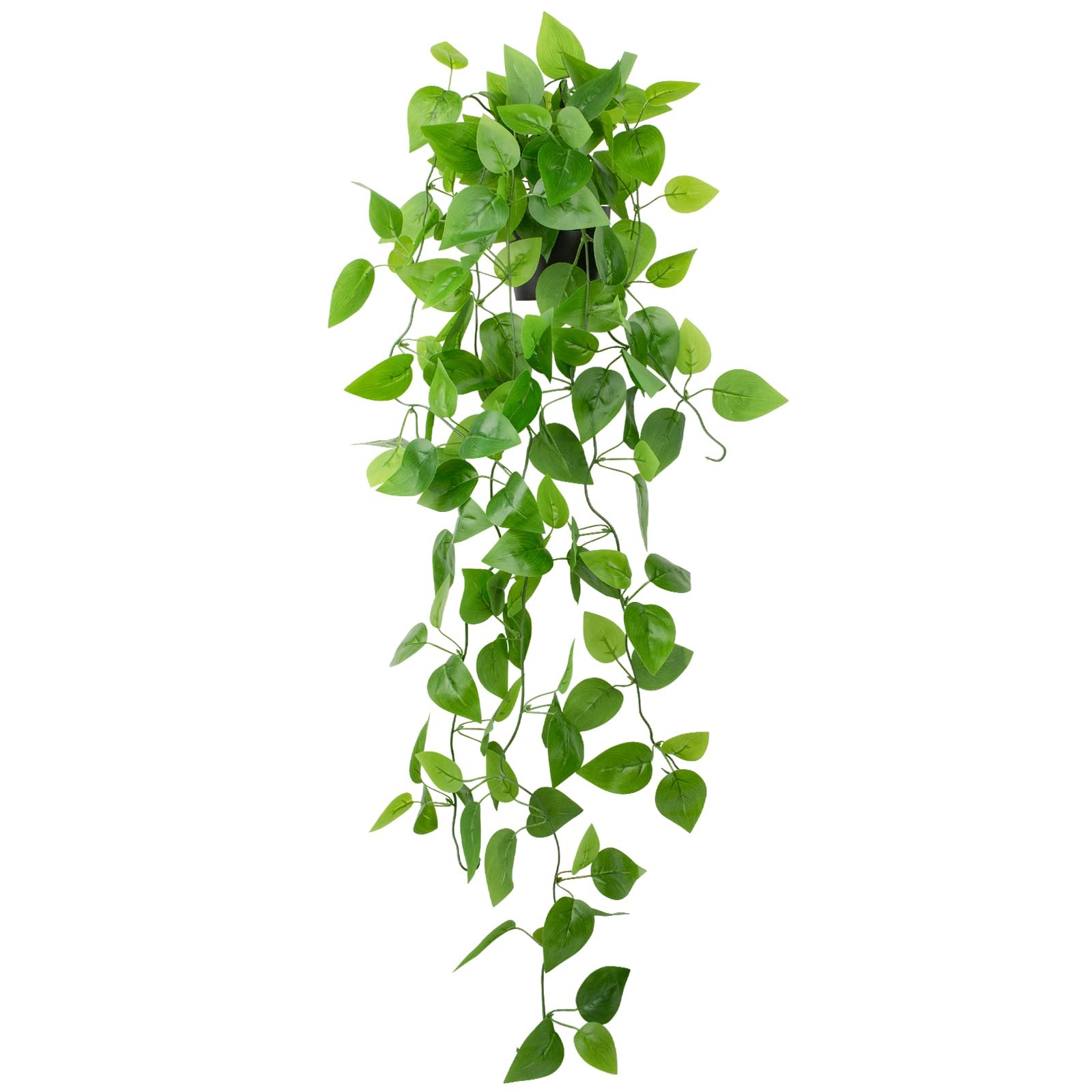 Artificial Hanging Pothos Plant in Black Pot, 39.37 in Faux Ivy Vine