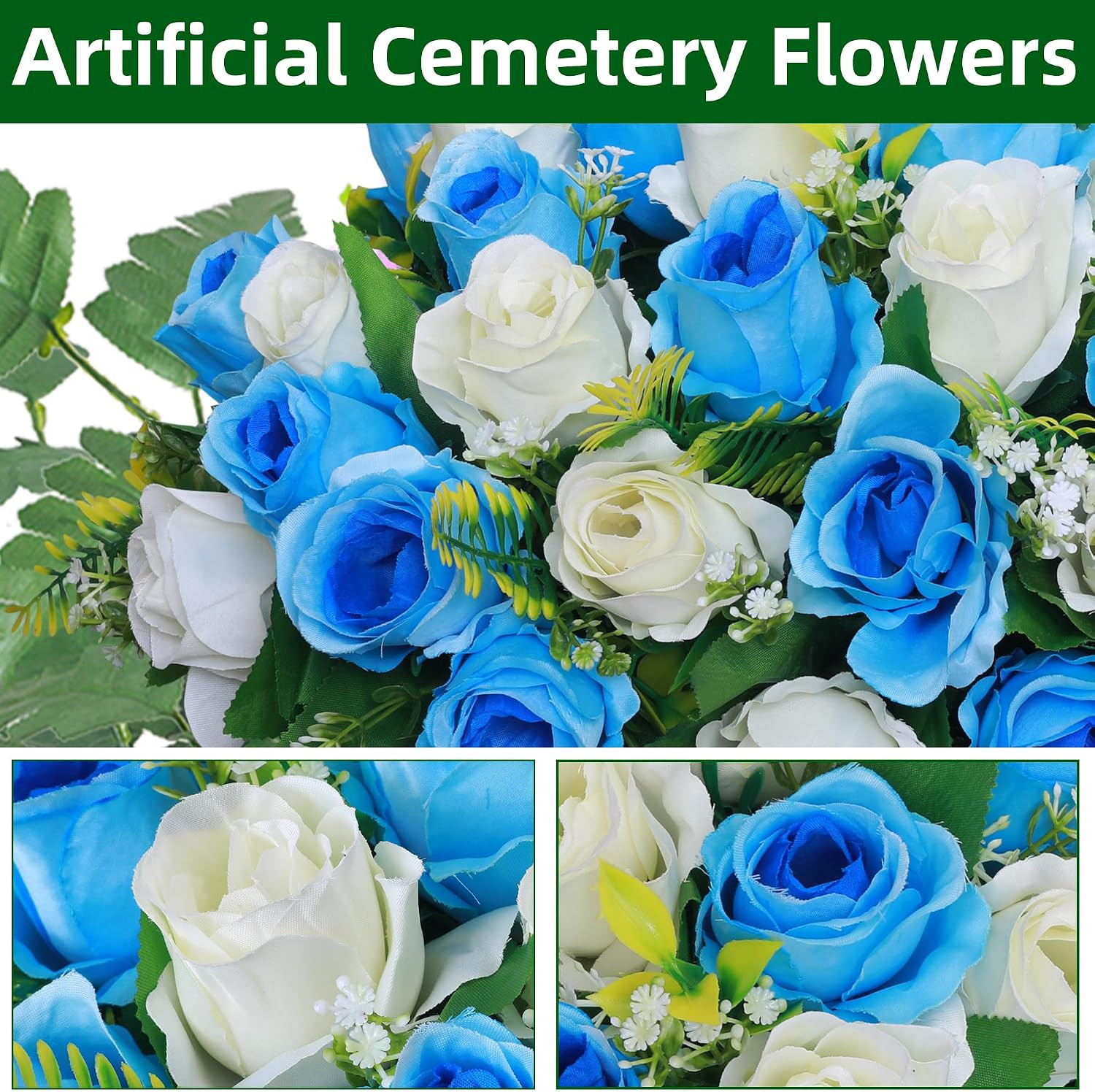 Artificial Cemetery Flower Saddles, Rose Headstone Flower Saddle Outdoor Grave D