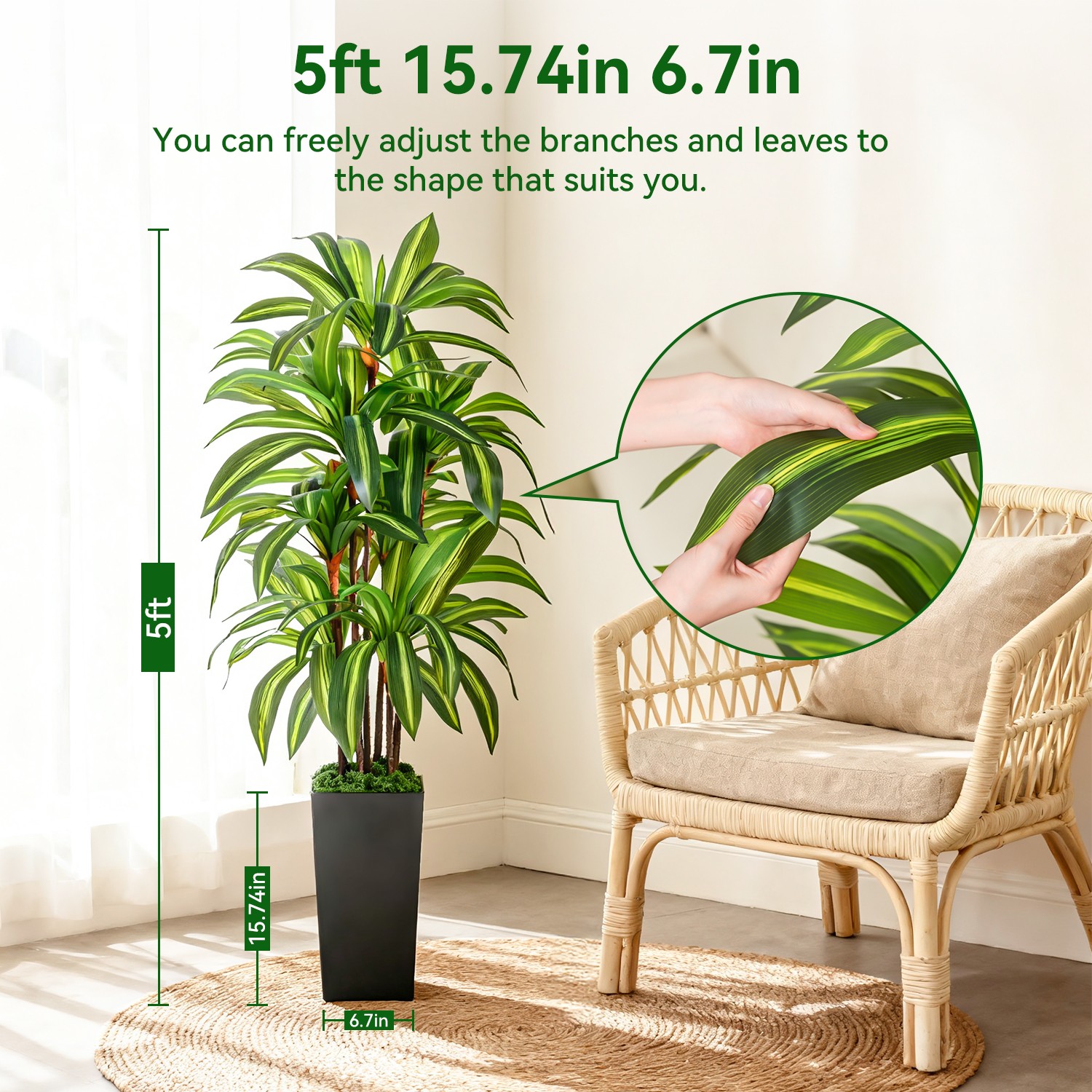 NOVAROOT 5FT/6FT Artificial Tree With Planter,Artificial Plants for Home Decor