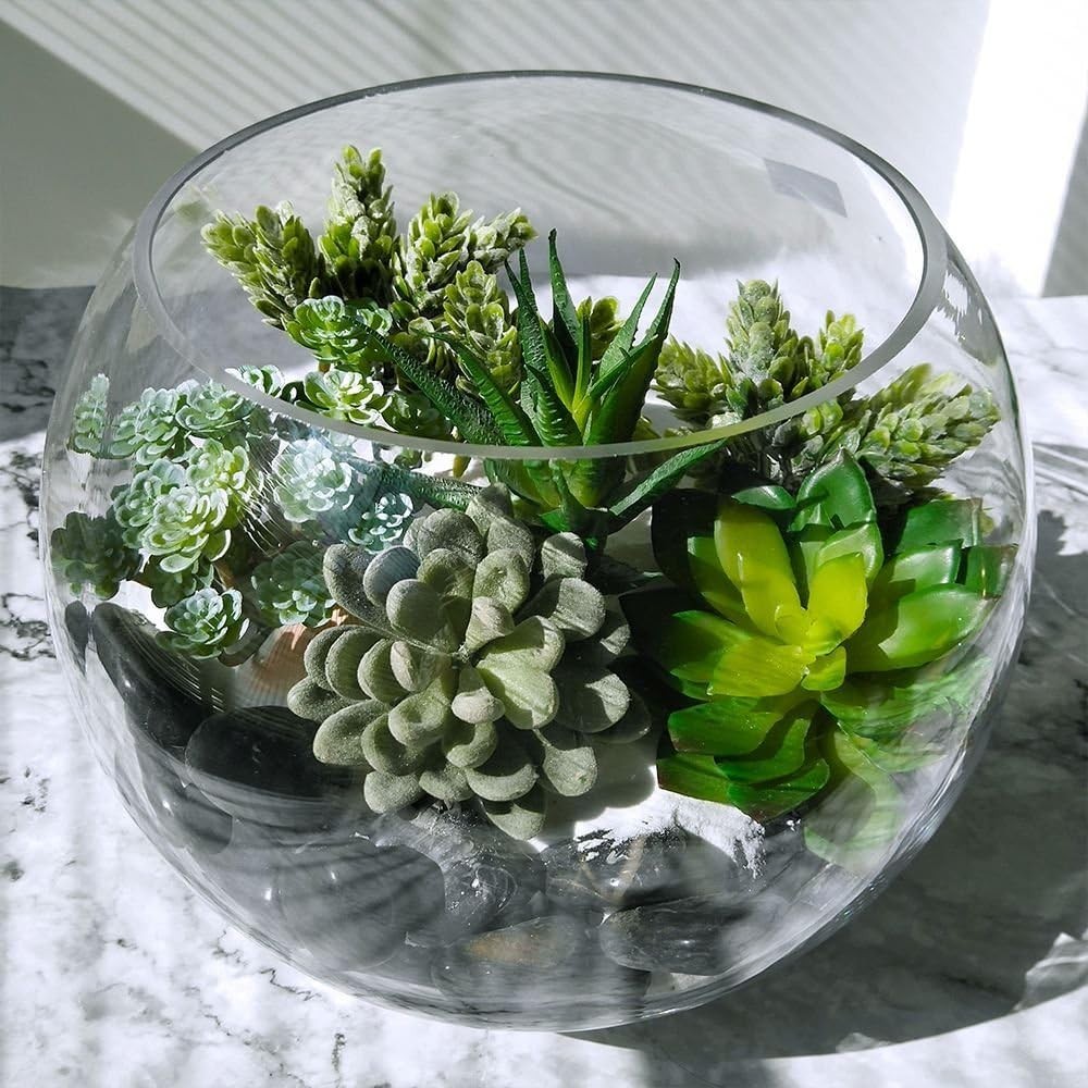 6 Assorted Artificial Succulents in Lush Greens – Perfect for Weddings and More