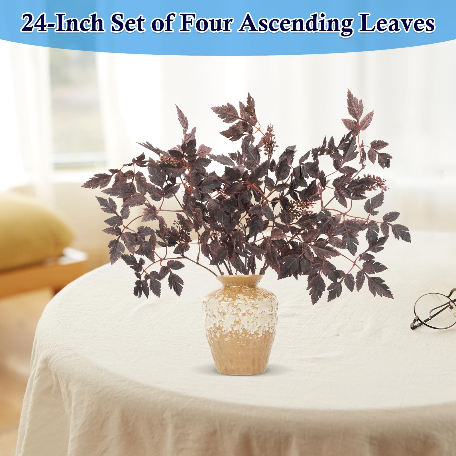 24″ Artificial Purple Stems for Vase, Faux Cimicifuga Leaves with Berries, De…