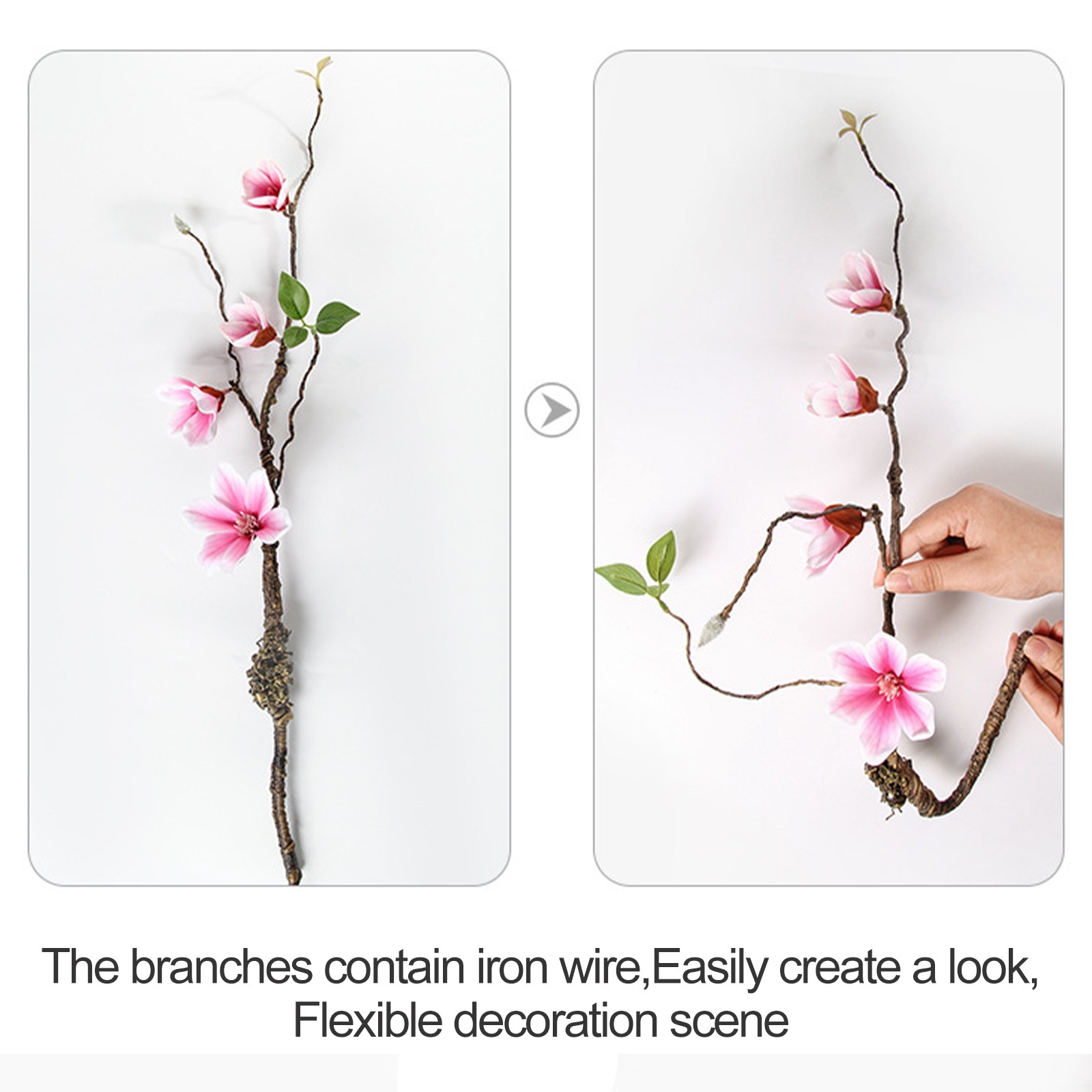 Magenta Artificial Magnolia Dead Branch 65cm Decor