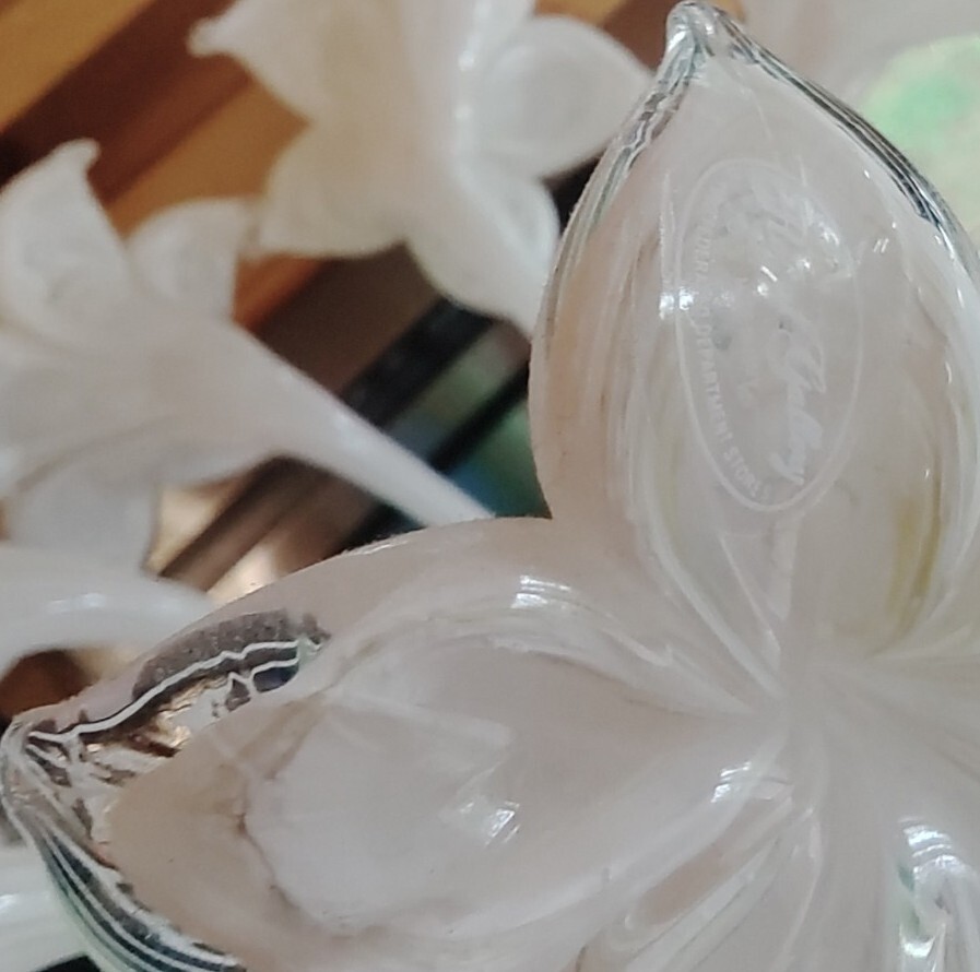 Vintage Royal Gallery YELLOW BROWN WHITE Long Stem Glass Flower *SET 6*