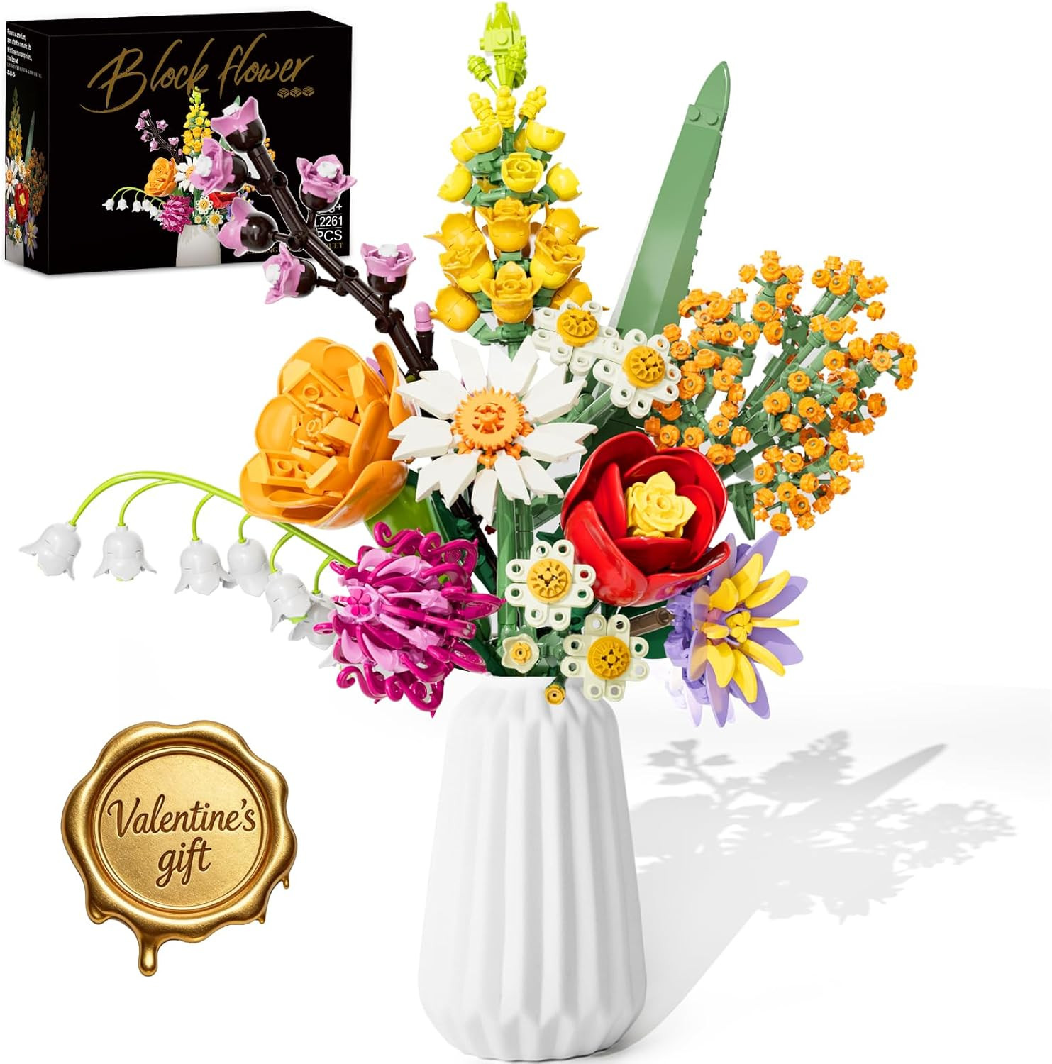 Flowers Bouquet Building Set, 1070PCS Artificial Plant Flower Kit Toy for Adu…