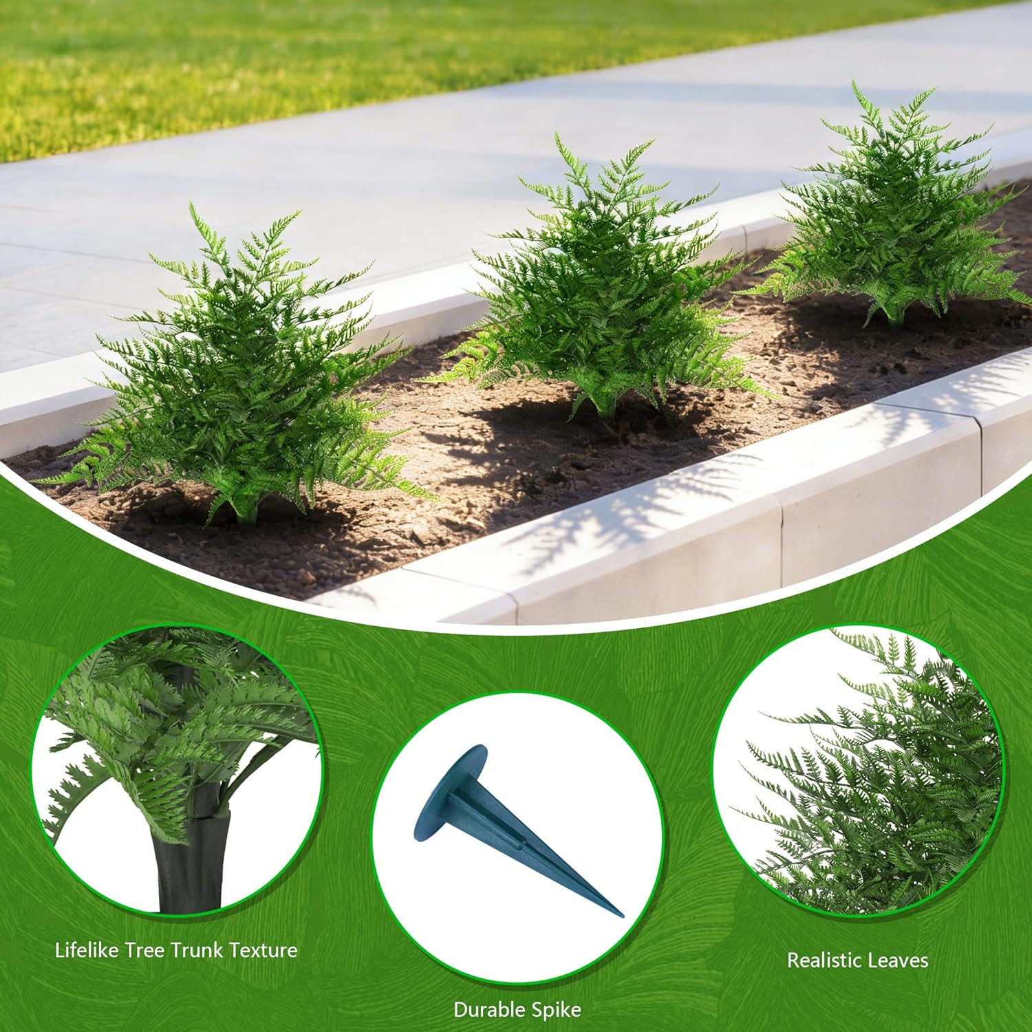 Yangrass Artificial 23″ Fern Topiary Ball Trees, 2PCS Fake Fern Bushes Artificia