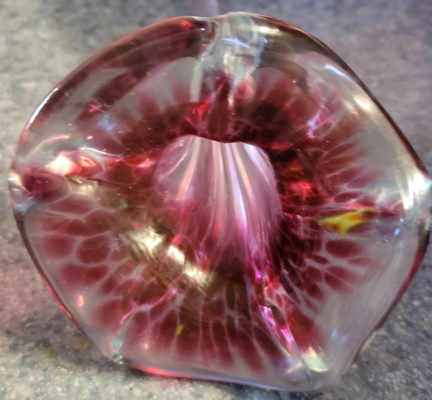 Handblown Multicolored Swirled Glass Sculpture Flower Long Stem 4×9″ Signed ’07