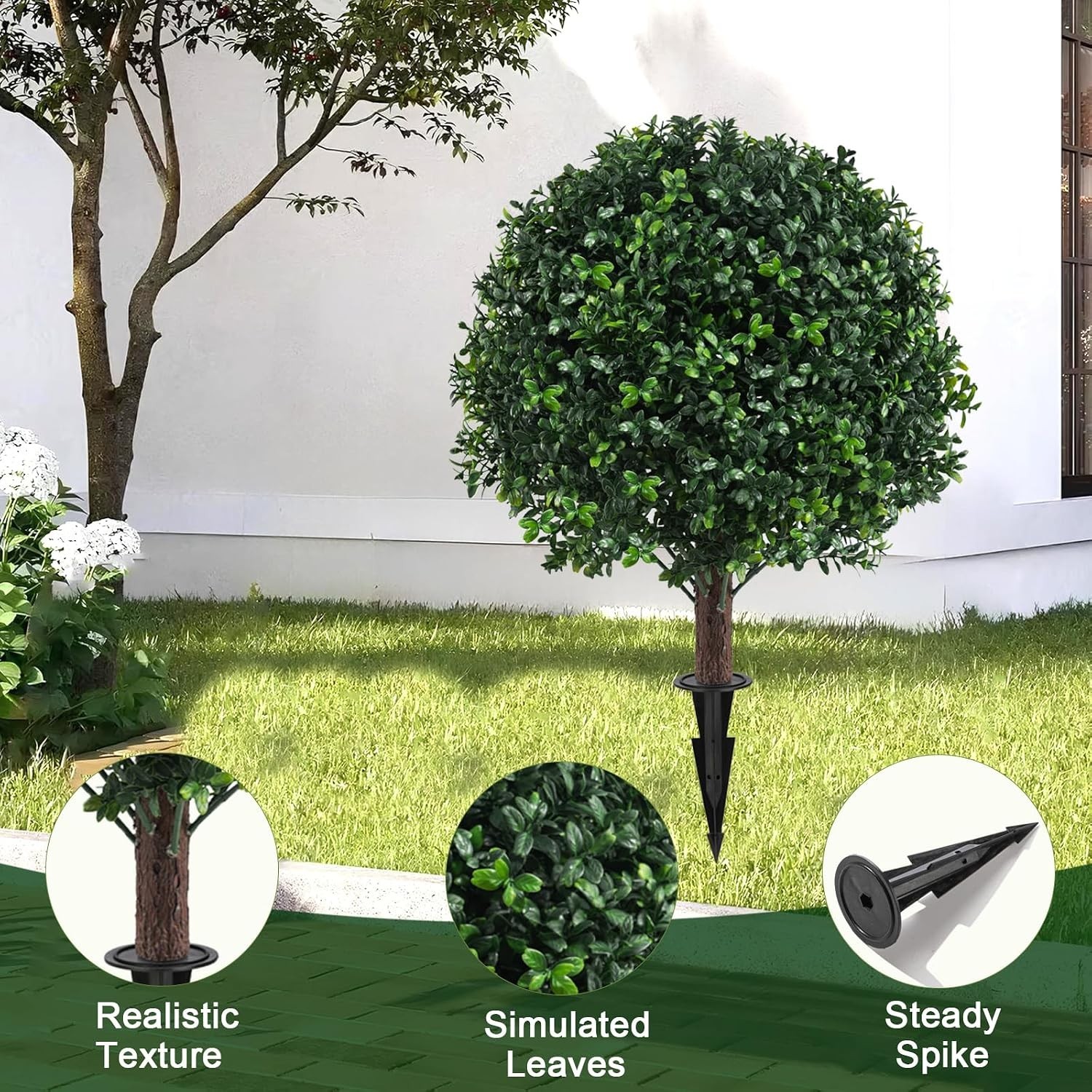 2 Pack UV Resistant Artificial Boxwood Plants Outdoor Topiary | Ultra Realist…