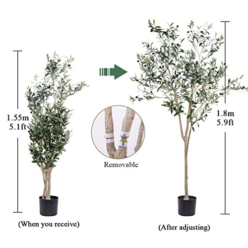 Artificial Olive Tree, 6FT Tall Faux Silk Plant Artificial Tree in Potted
