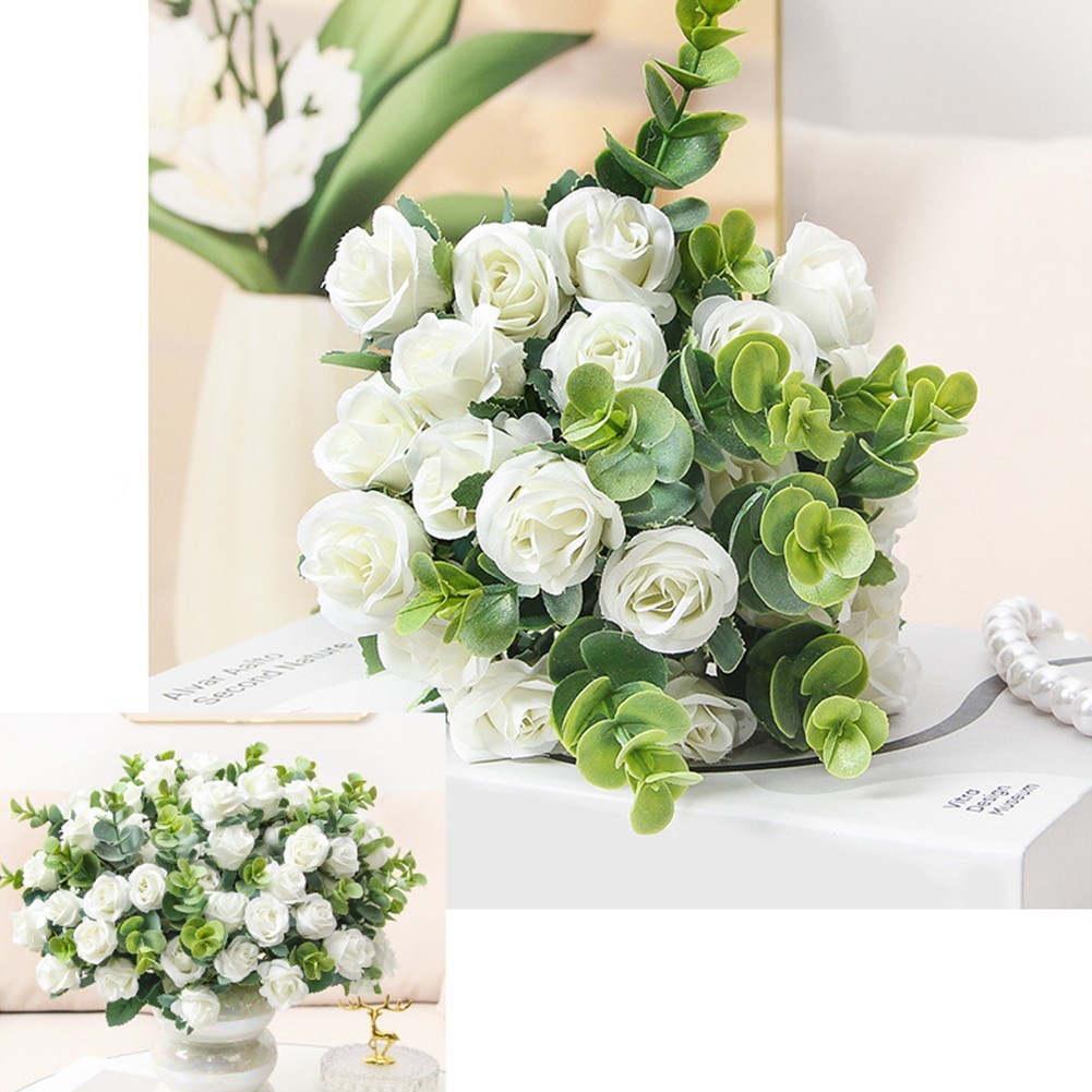 Realistic Silk Bouquet for Wedding Decor 10 Heads Artificial Flowers