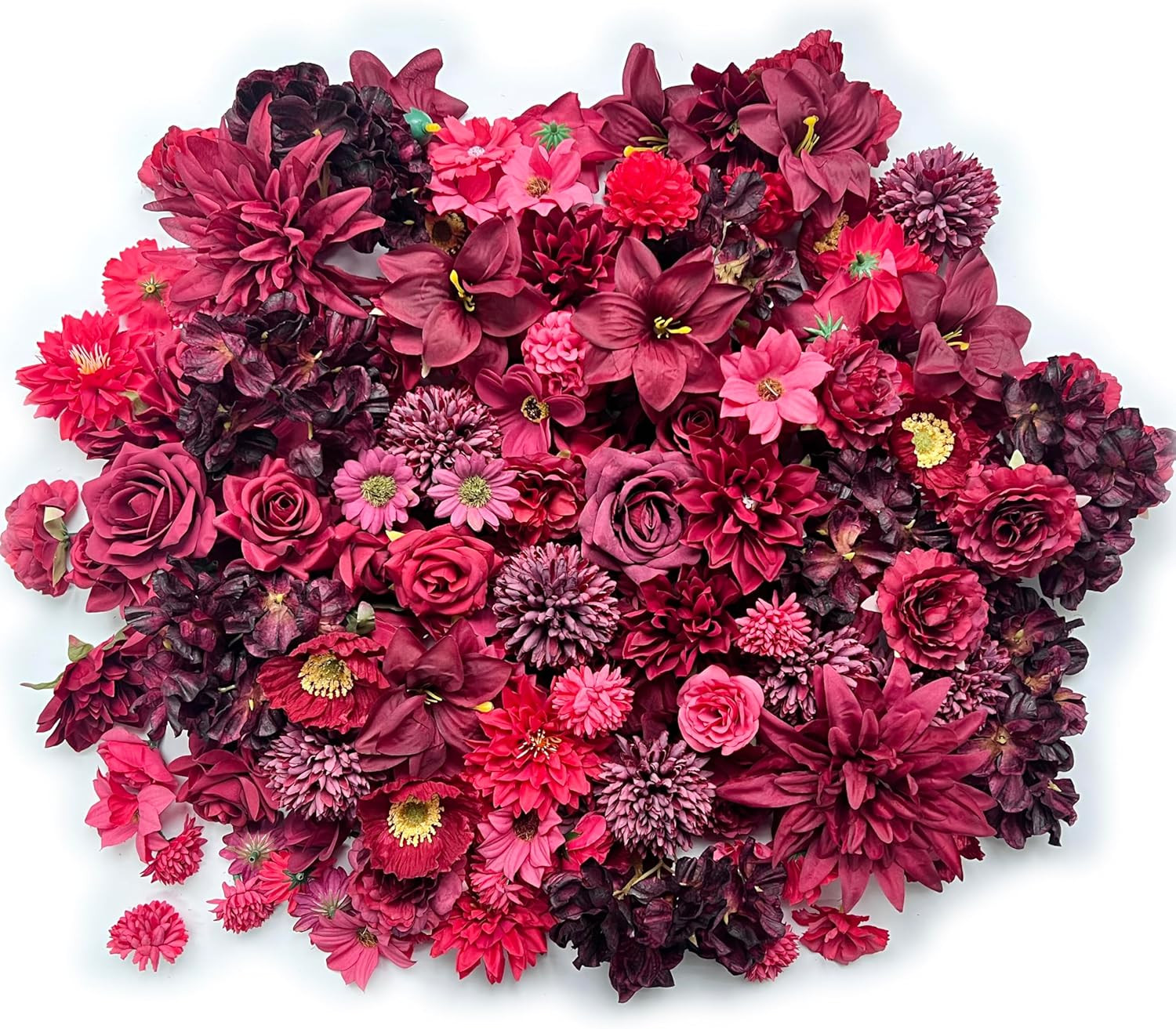 Artificial Burgundy Red Christmas Flowers Bulk Silk Roses Fake Flowers Heads …
