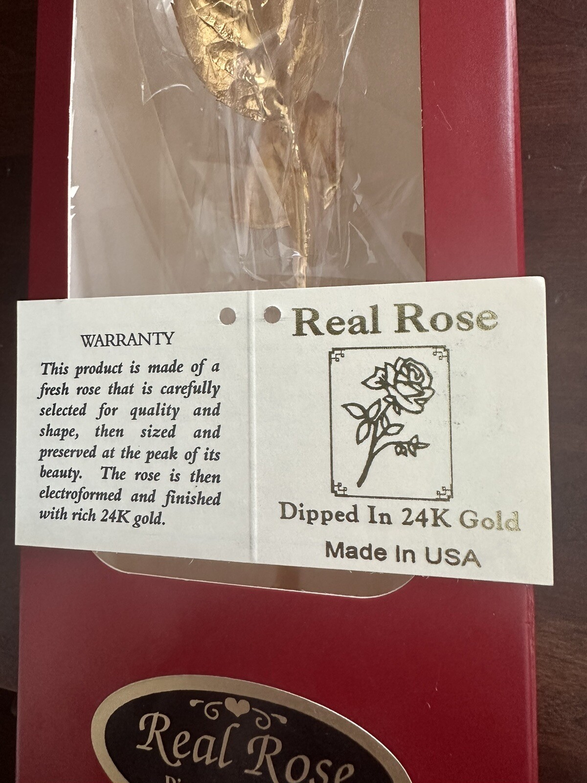 REAL ROSE ONE OF A KIND Dipped 24 K Gold Valentines Sweetheart Love