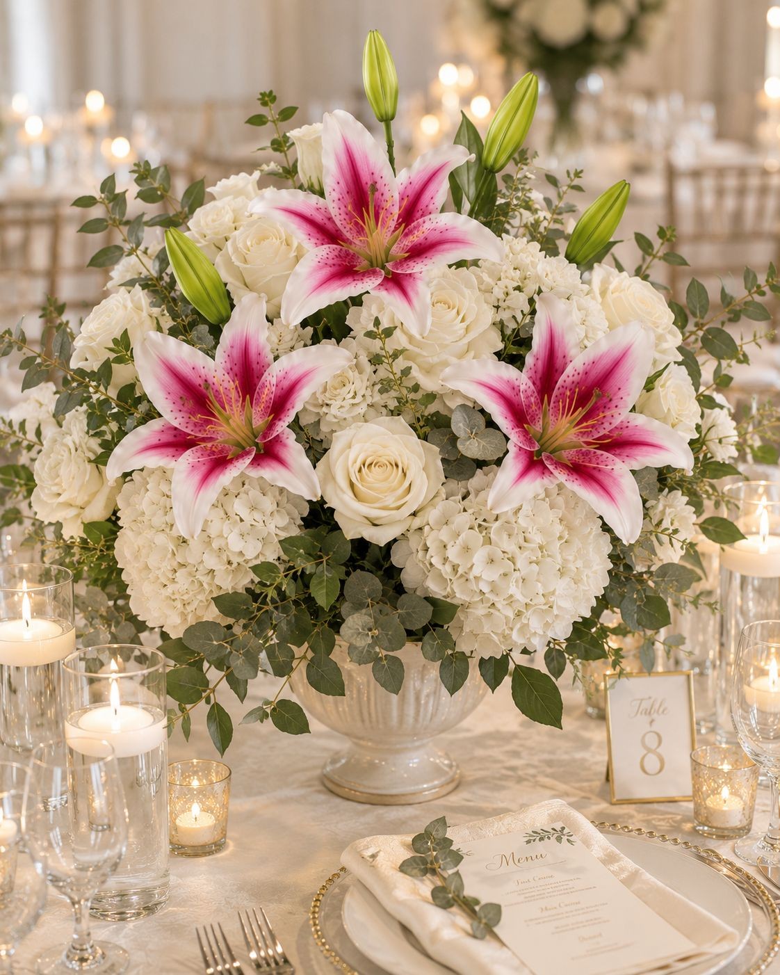 Pink Real Touch Lily Stems, Artificial Stargazer Lilies, Faux Lily Flowers, Tall