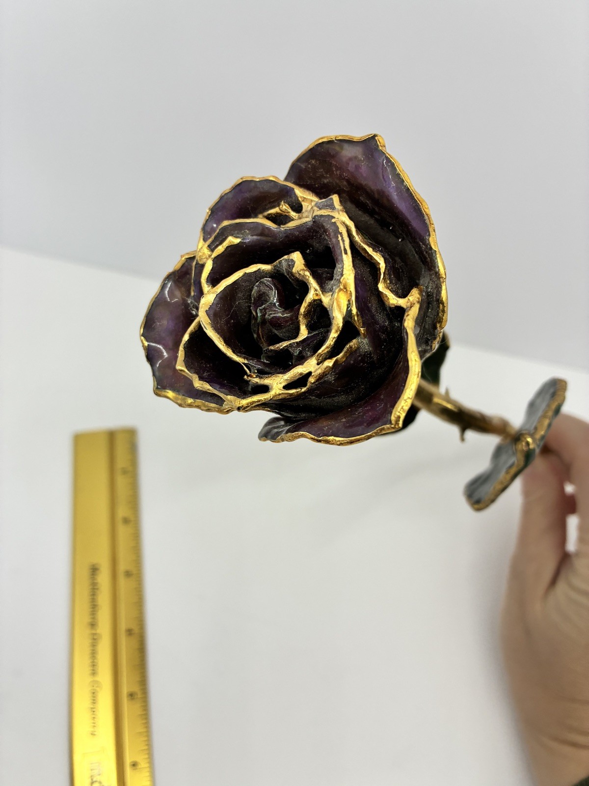 24k Gold Lacquer Dipped Gold Trimmed Purple Real Rose – FREE SHIPPING