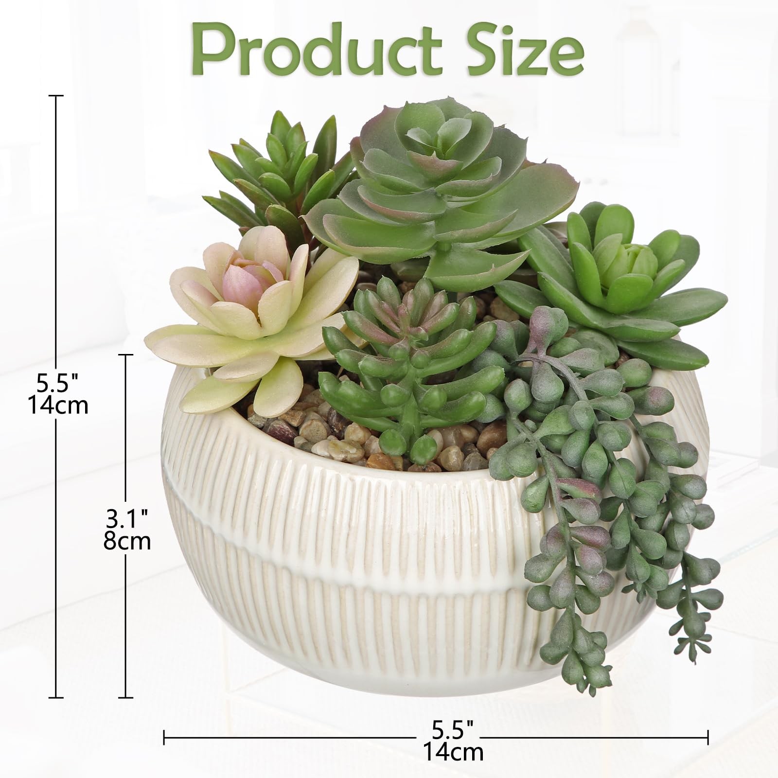 Artificial Succulent Plants in Pot 5.5 Inch Fake Succulents Arrangement Potte…