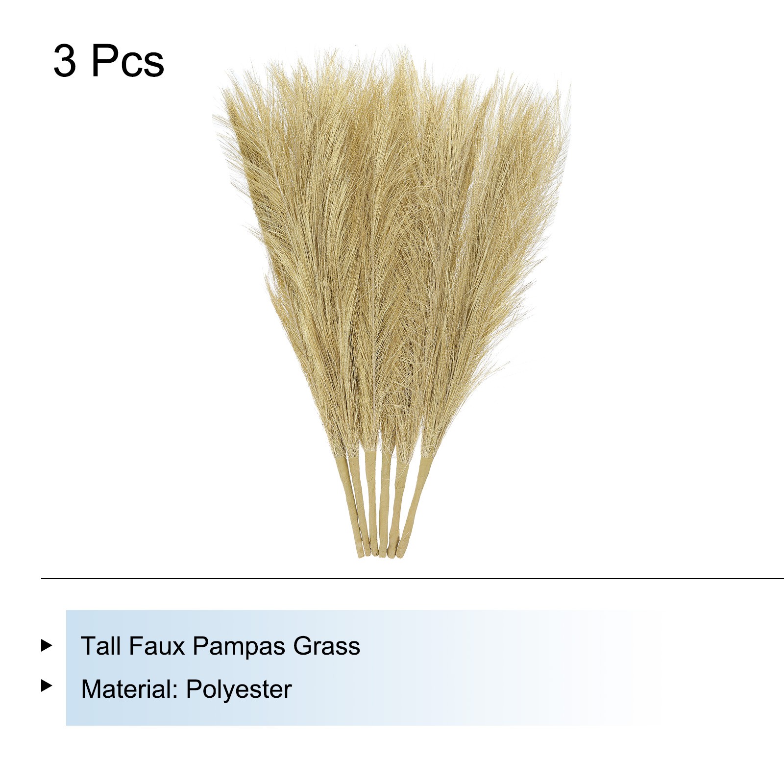 3Pcs Pampas Grass 17.7″ Fake Pampas Grass for Wedding Decoration Golden