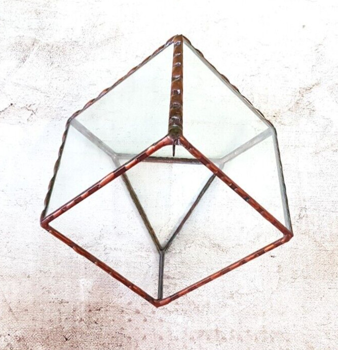 Stained Glass Terrarium Cube Geometric Transparent 2 mm Planter For Indoor