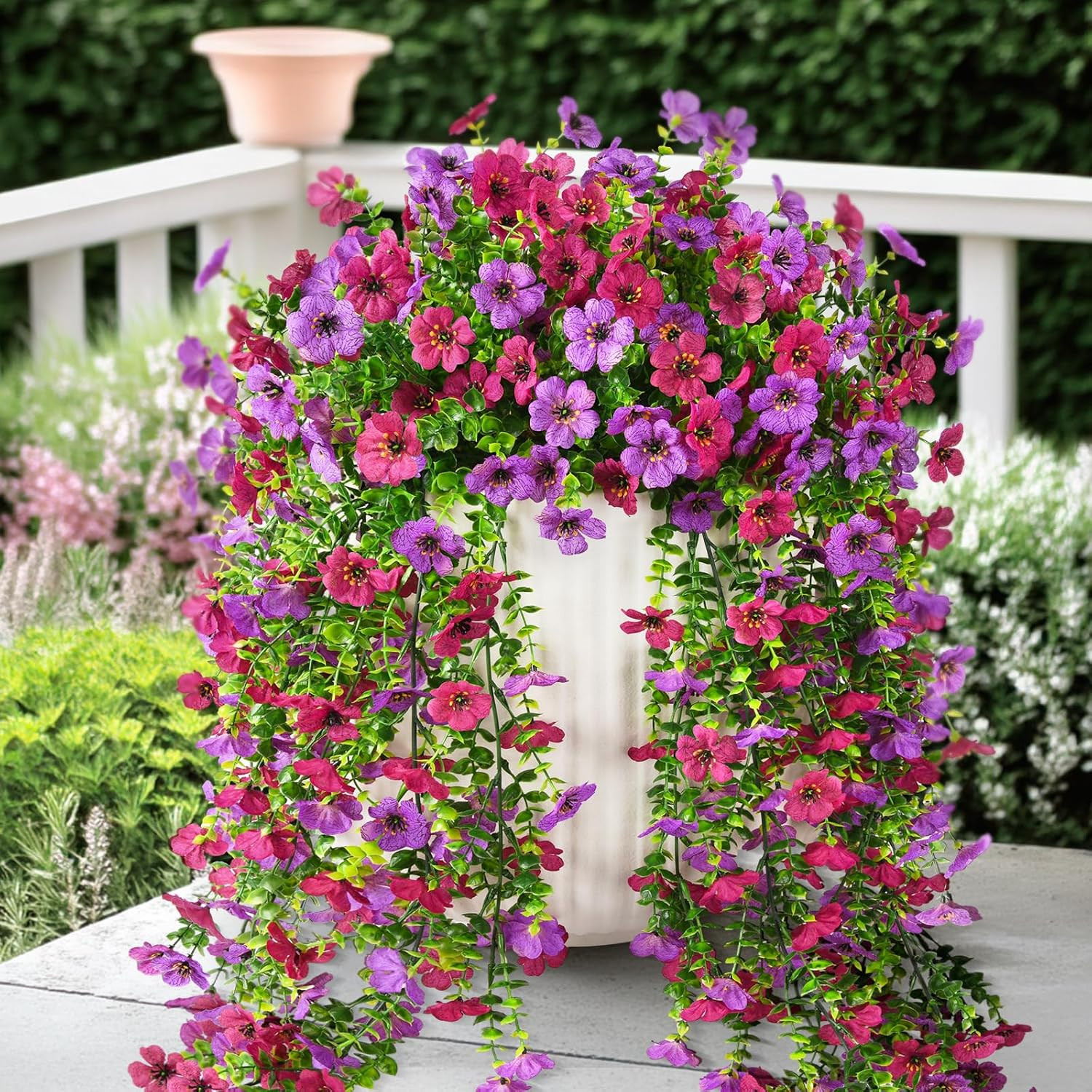 Artificial Hanging Flowers Plants for Outdoor Spring A Light Purple Red
