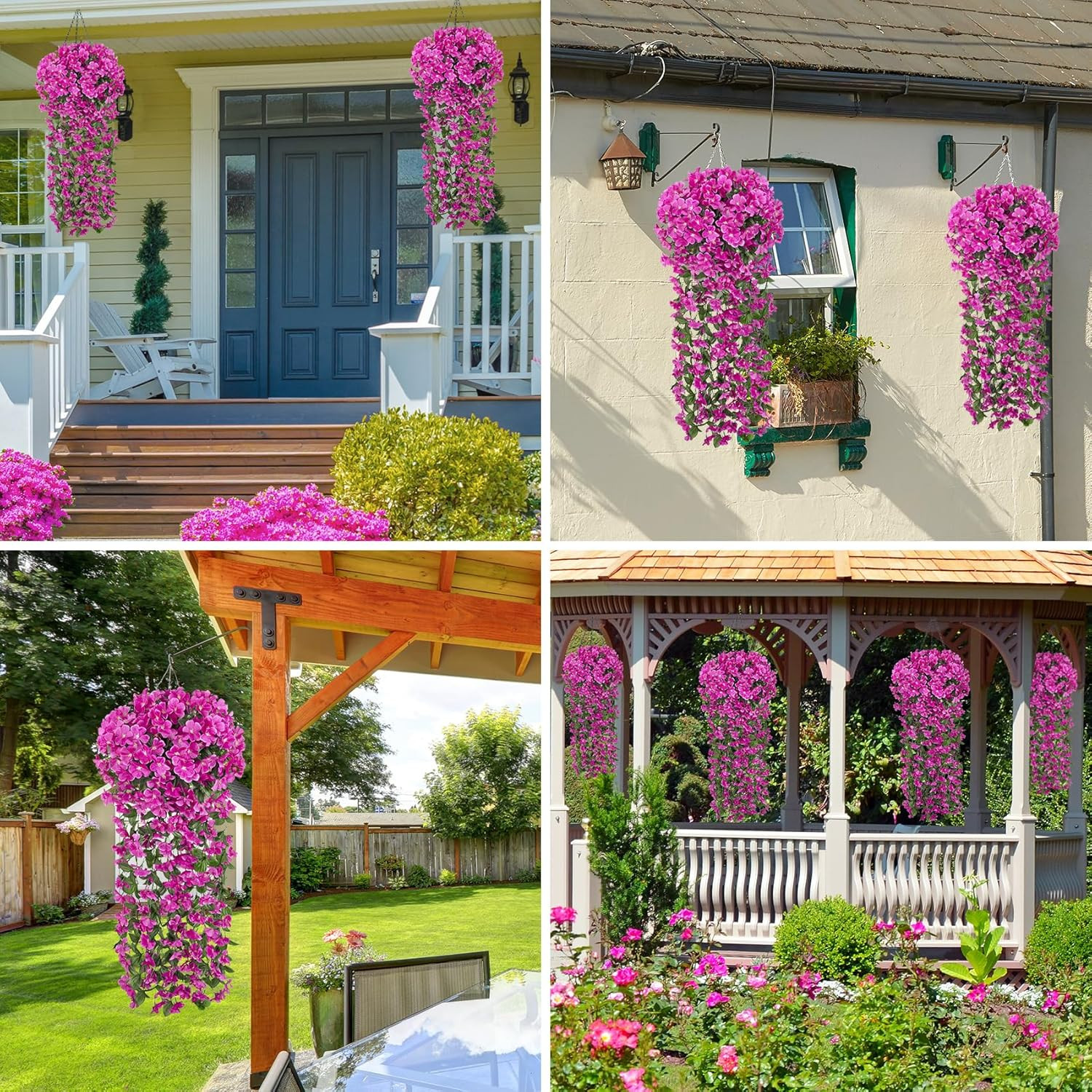 4 Pcs Artificial Hanging Flowers Fake Hanging Plants Violet Flowers Vine Garland