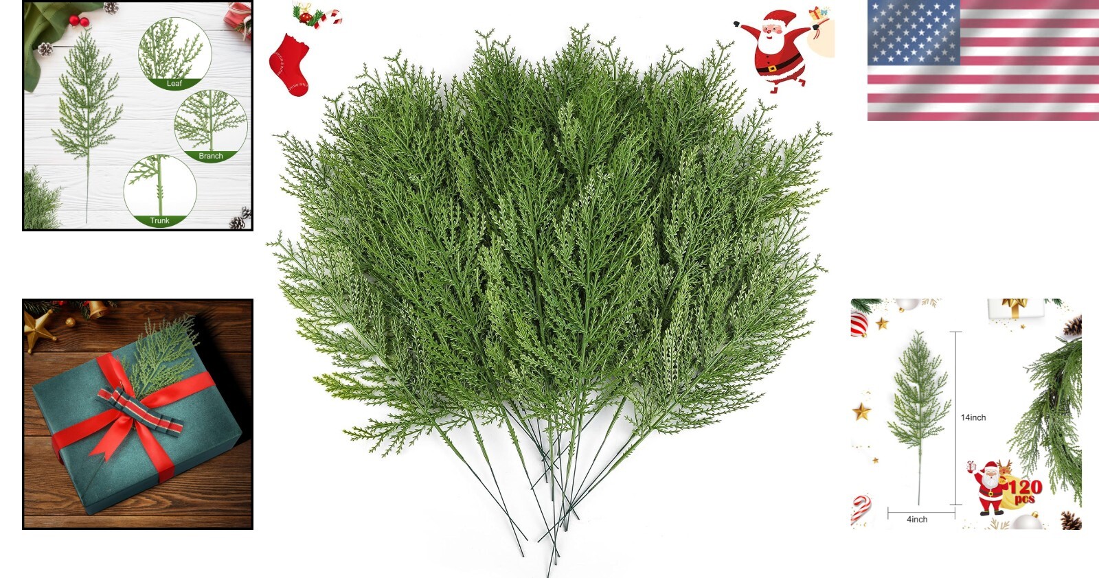 Vibrant 120 Count Faux Pine and Cedar Twigs for Indoor and Outdoor Holiday Decor