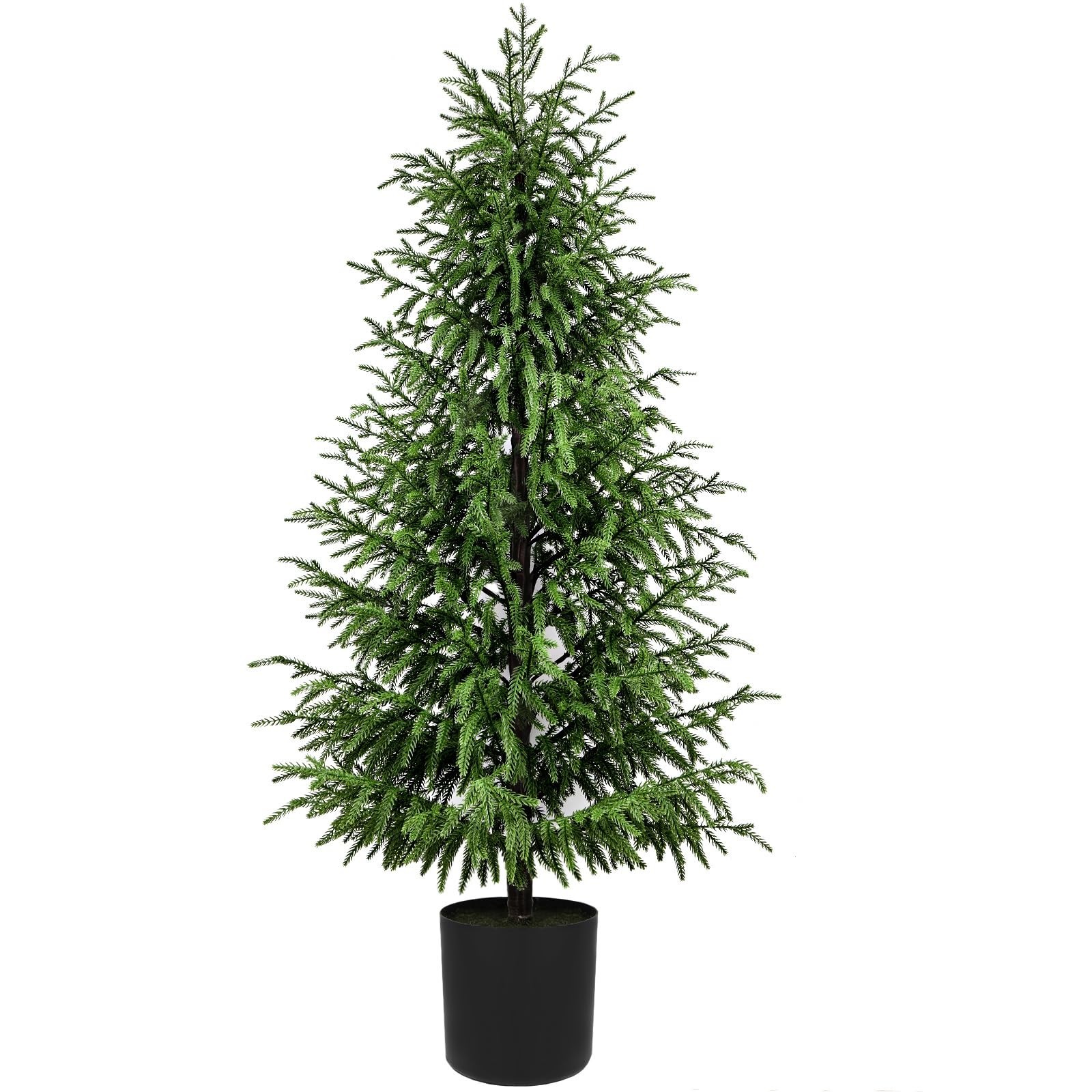 5FT Faux Topiary Trees – UV Resistant Potted Pine Shrubs for Indoor/Outdoor Déco
